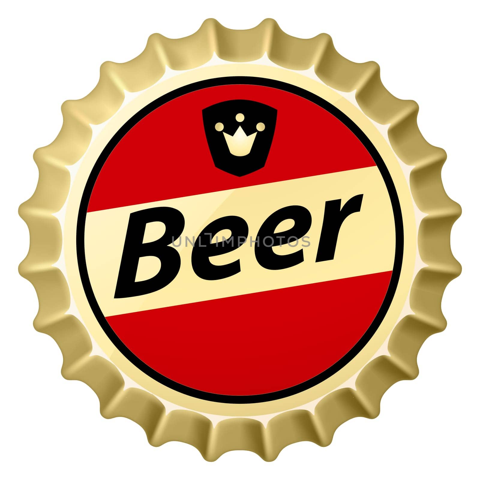 Red beer cap.  Illustration of designer on white background