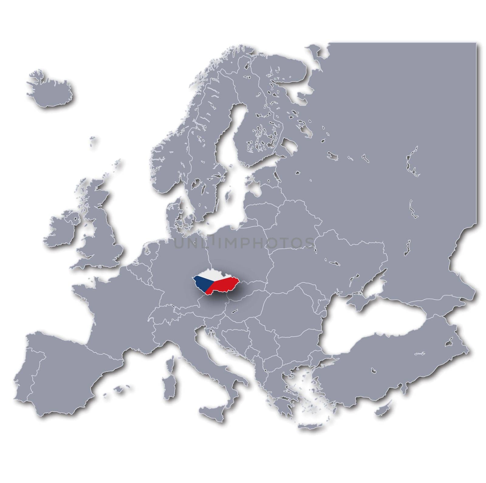 Map of Europe Czech Republic