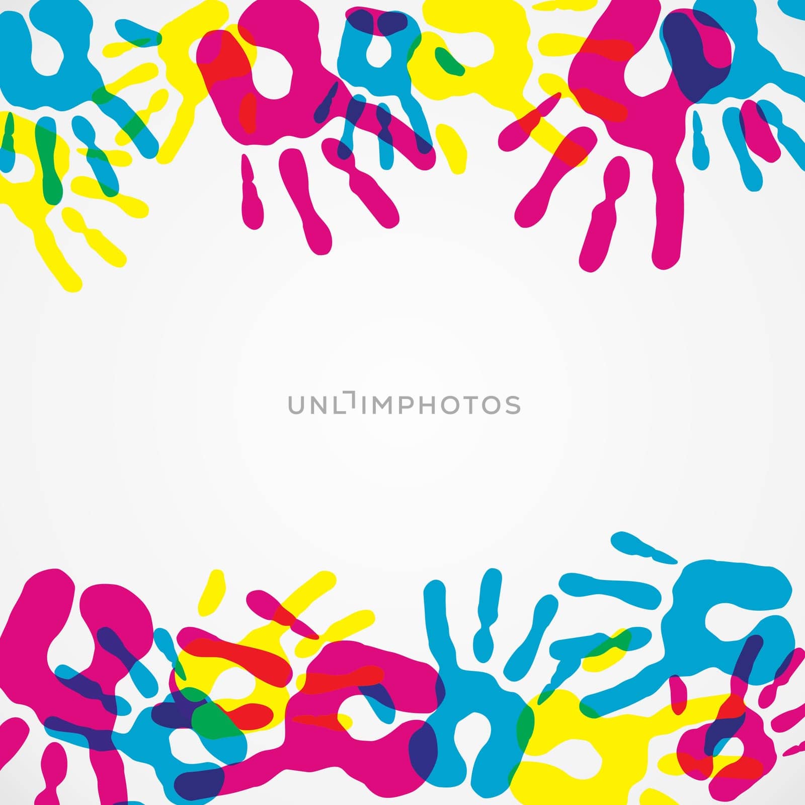 Multicolor creative diversity hands background. Vector illustration layered for easy manipulation and custom coloring.