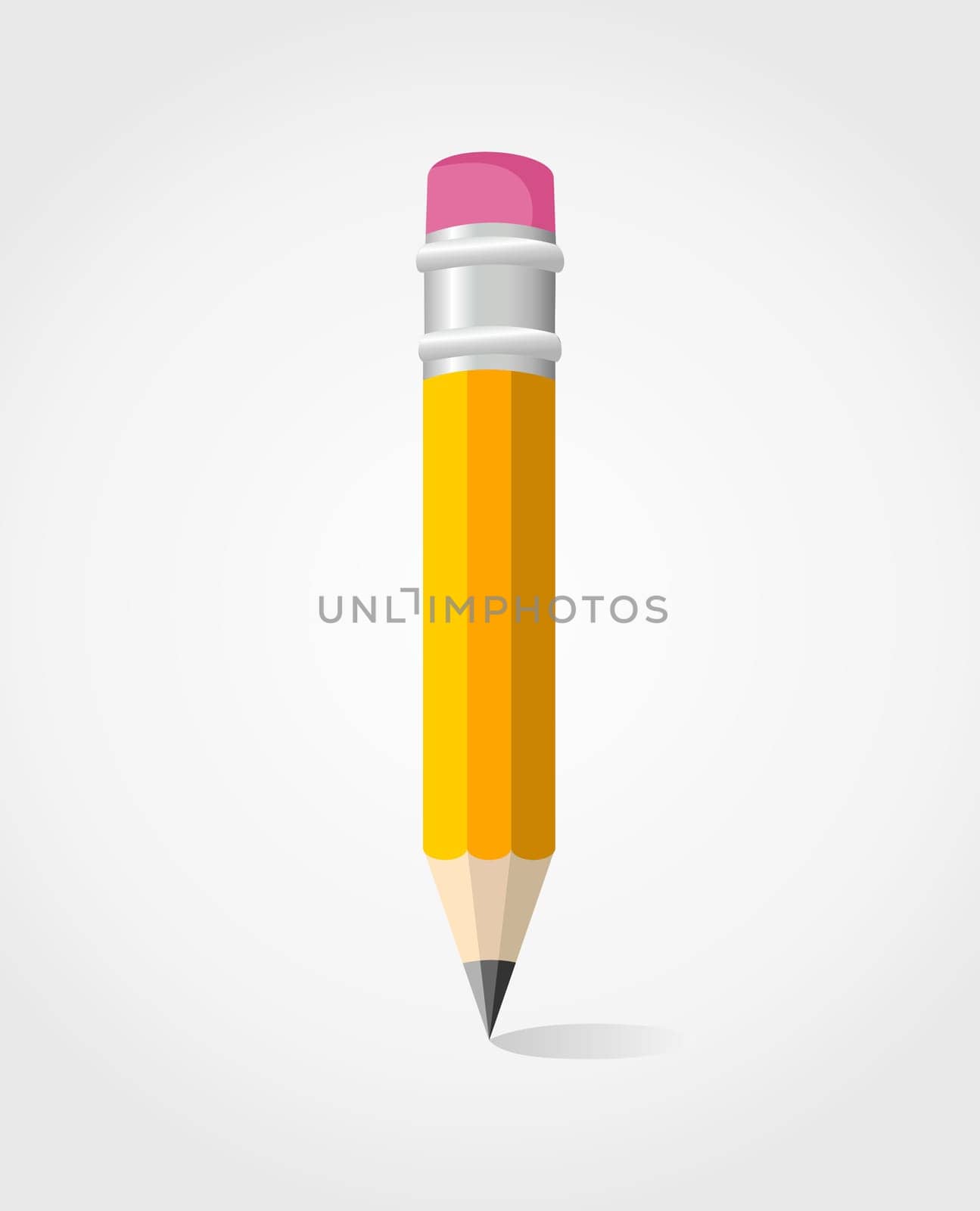 Single yellow pencil isolated.Vector illustration layered for easy manipulation and custom coloring.