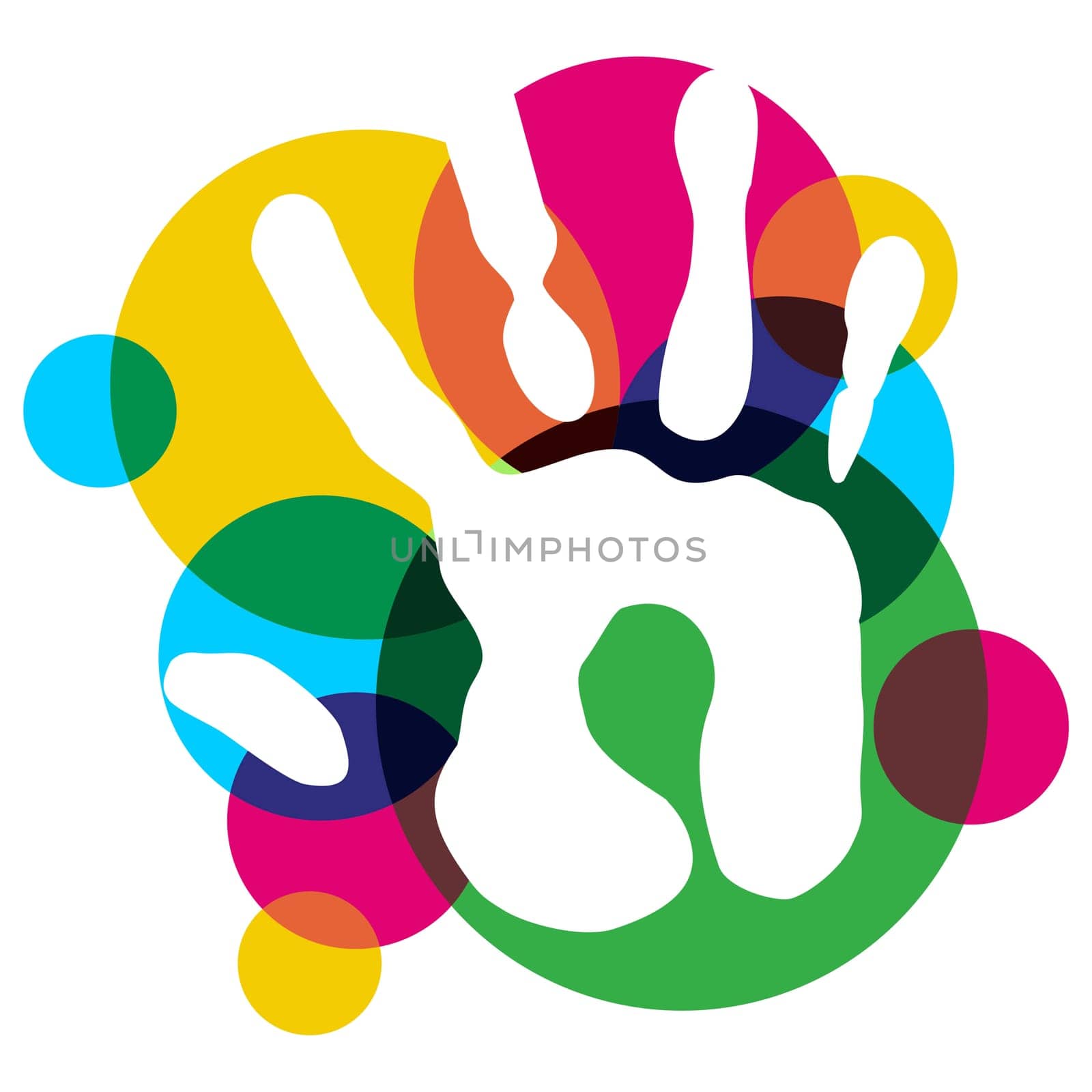 Multicolor creative diversity single hand isolated. Vector illustration layered for easy manipulation and custom coloring.