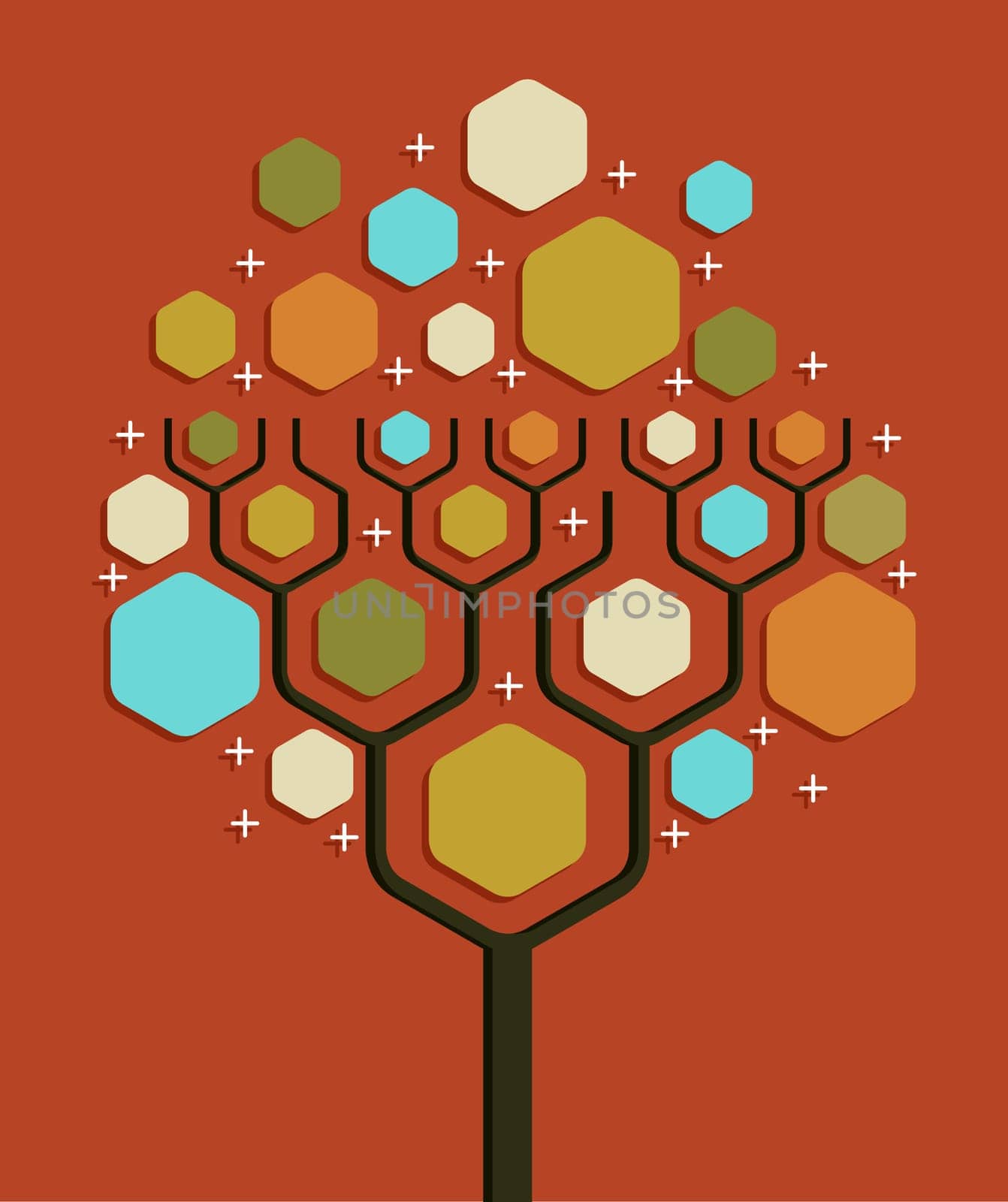 Social network tree business blank diagram layout. Vector illustration layered for easy manipulation and custom coloring.