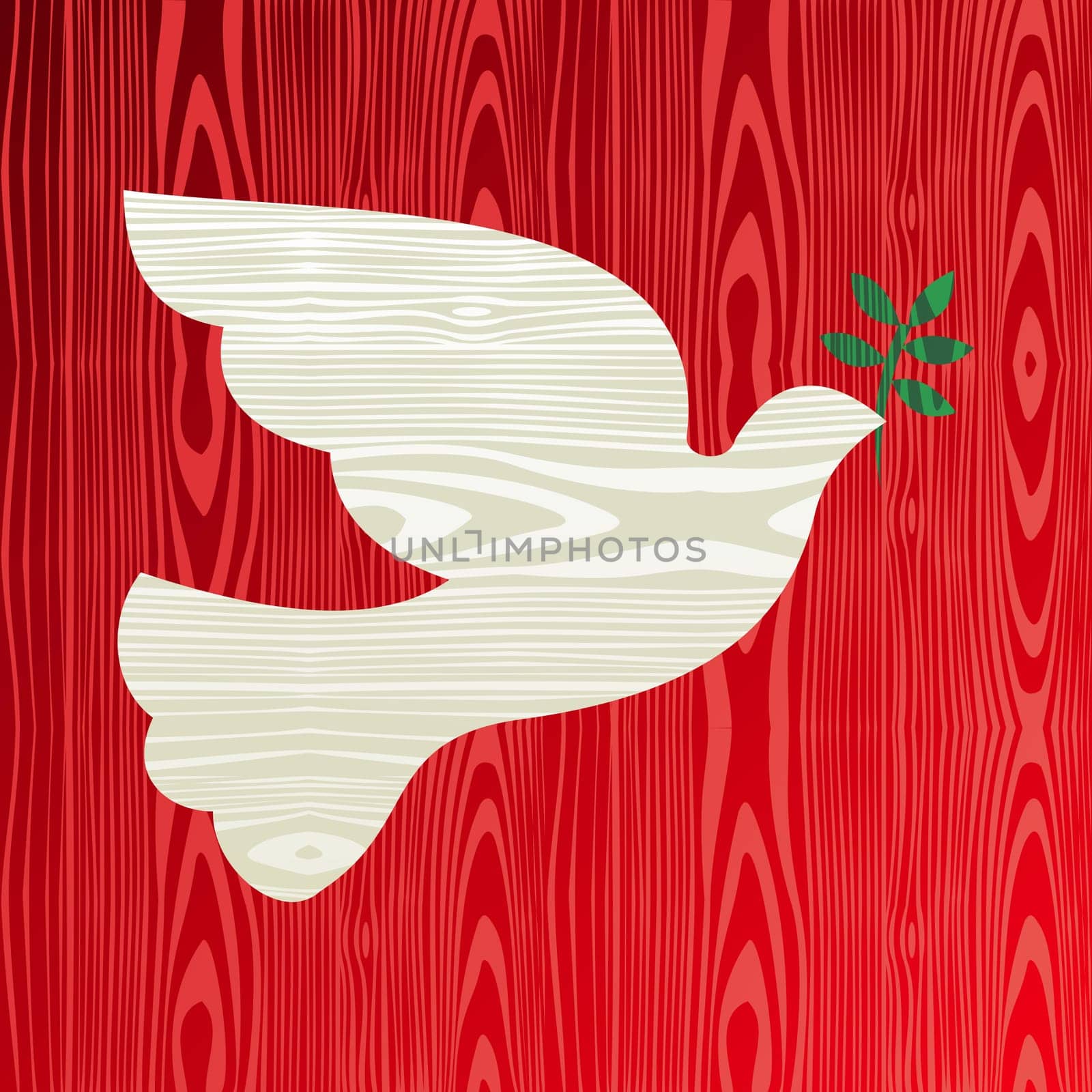 Christmas wooden dove of peace silhouette greeting card background. Vector file layered for easy manipulation and custom coloring.