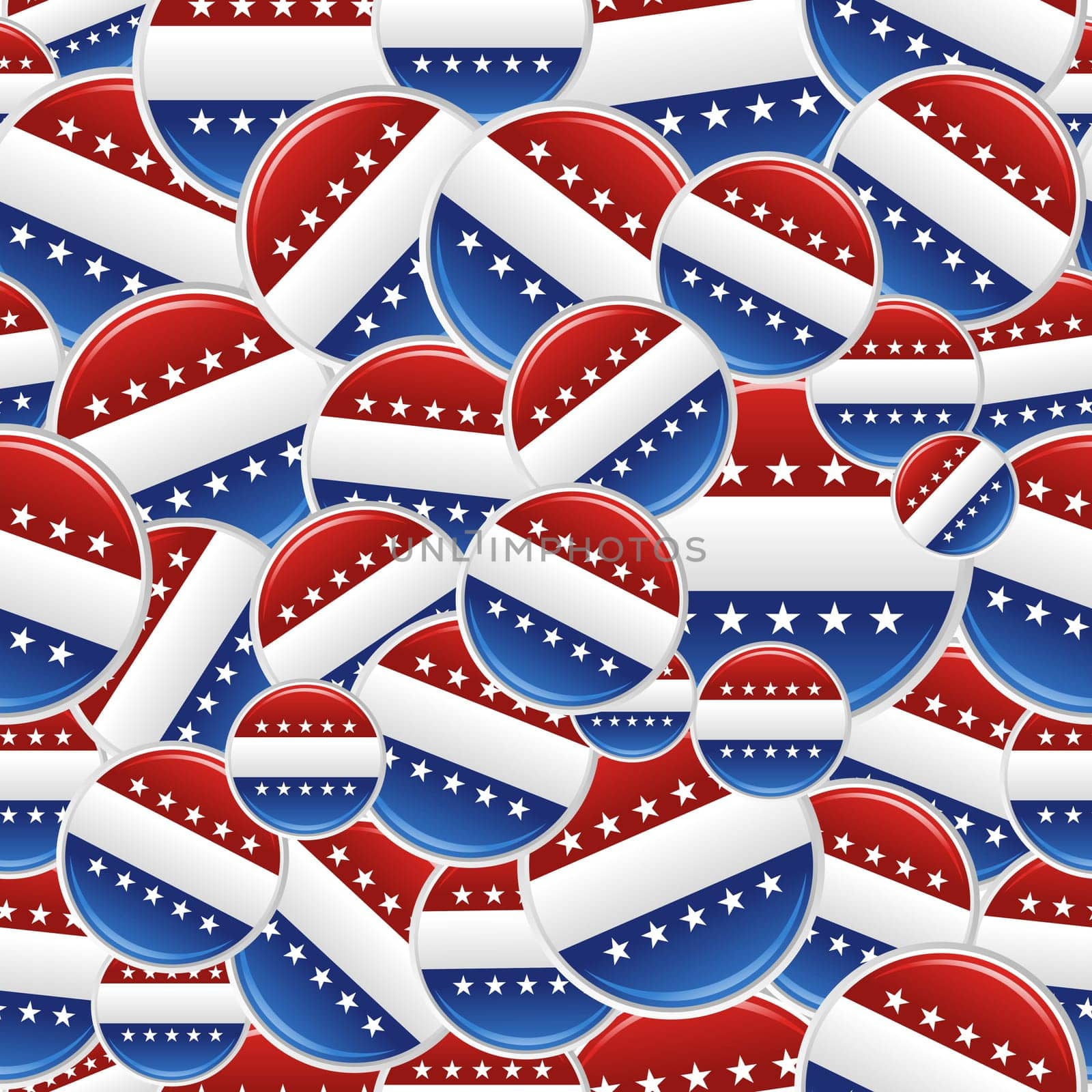 USA elections badge pins pattern. Vector file layered for easy manipulation and custom coloring.
