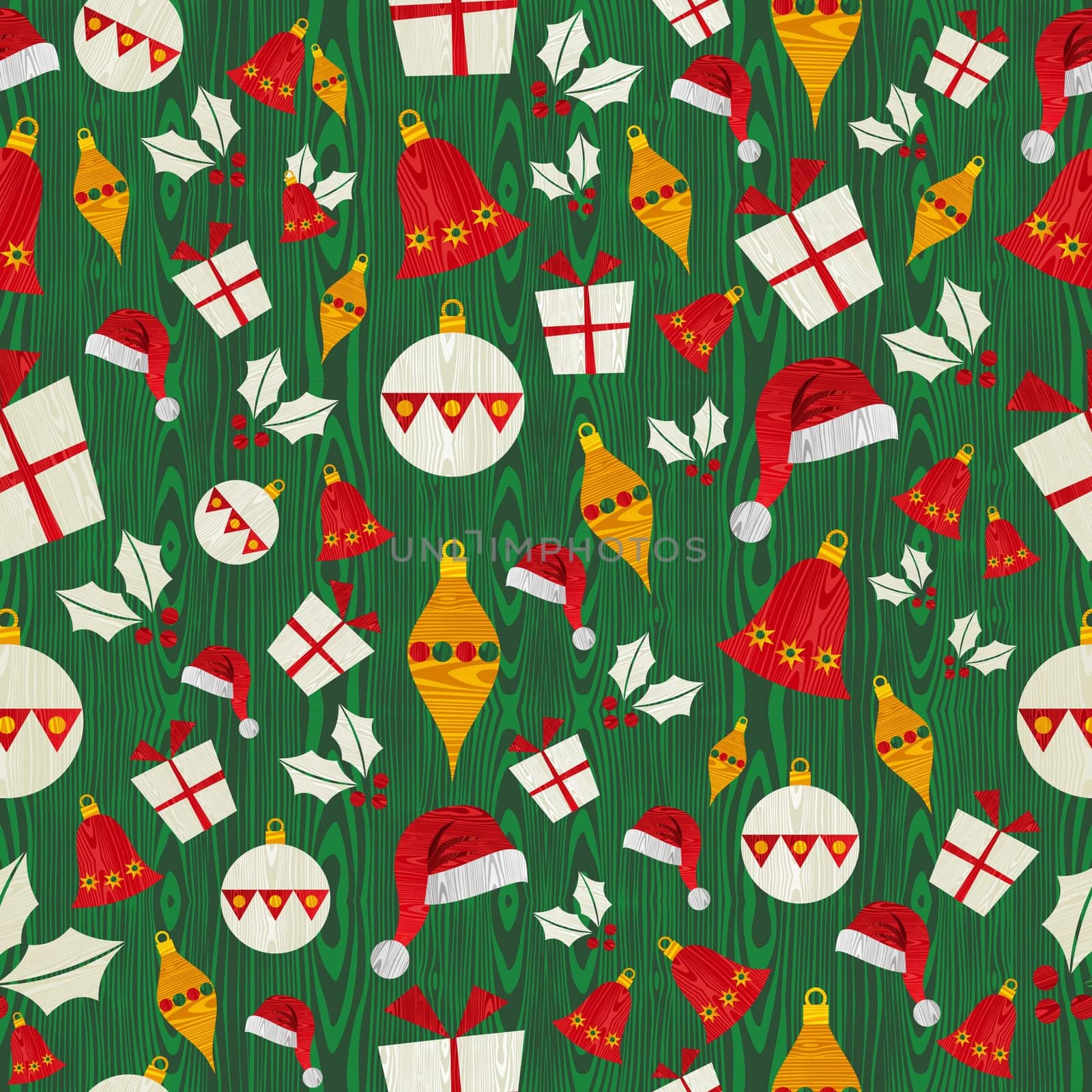 Christmas icons shape seamless pattern background. Vector illustration layered for easy manipulation and custom coloring.