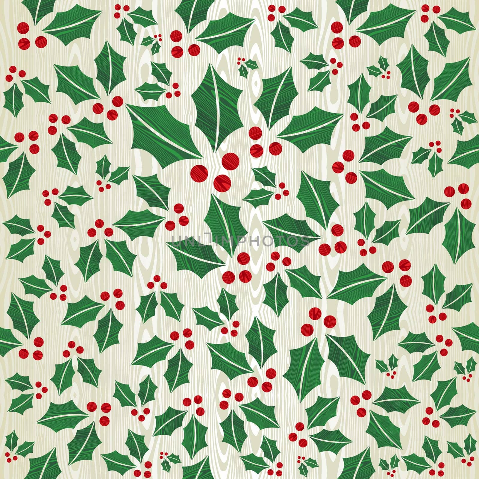 Christmas wooden mistletoe shape seamless pattern background. Vector illustration layered for easy manipulation and custom coloring