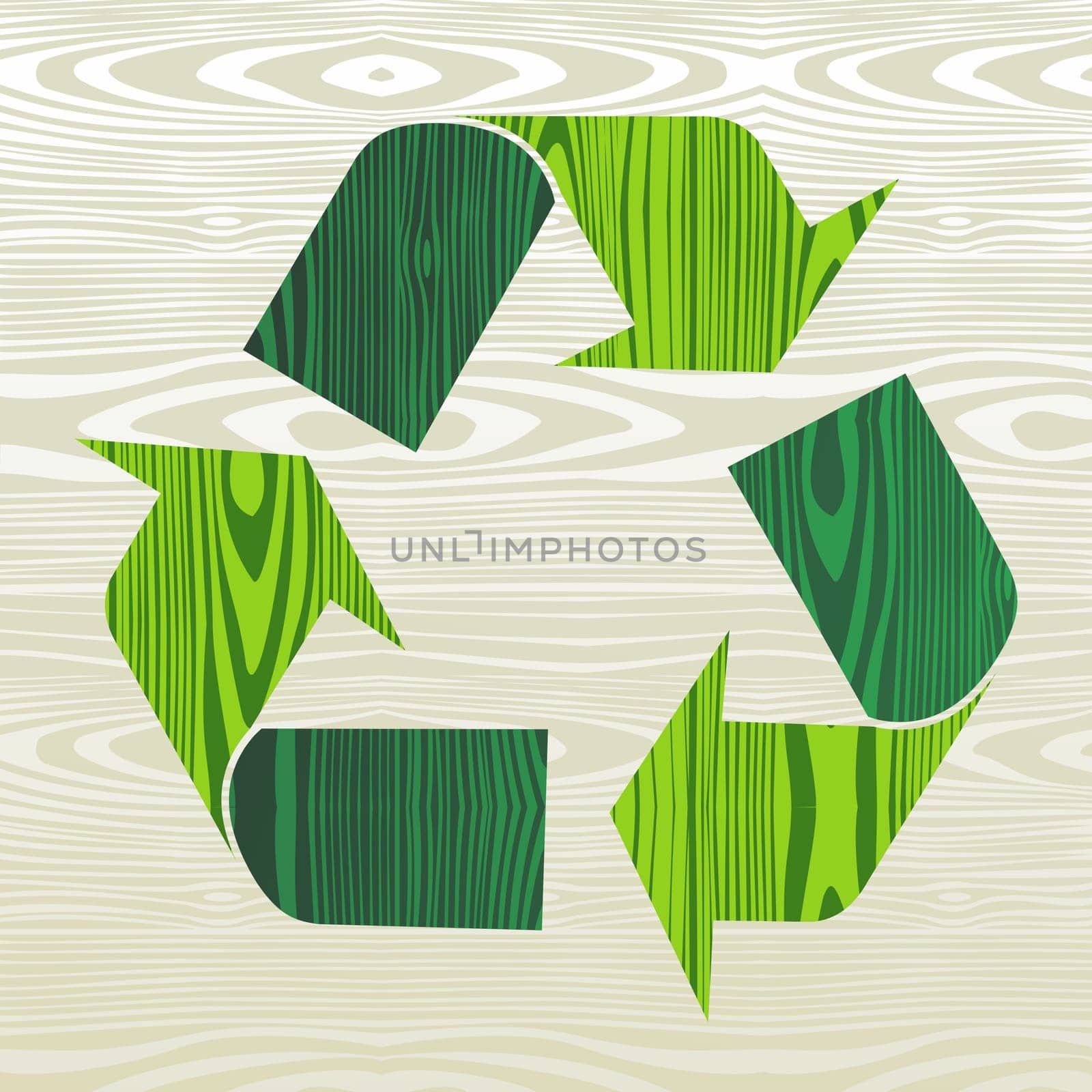 Wooden recycle arrows shape concept background. Vector illustration layered for easy manipulation and custom coloring.