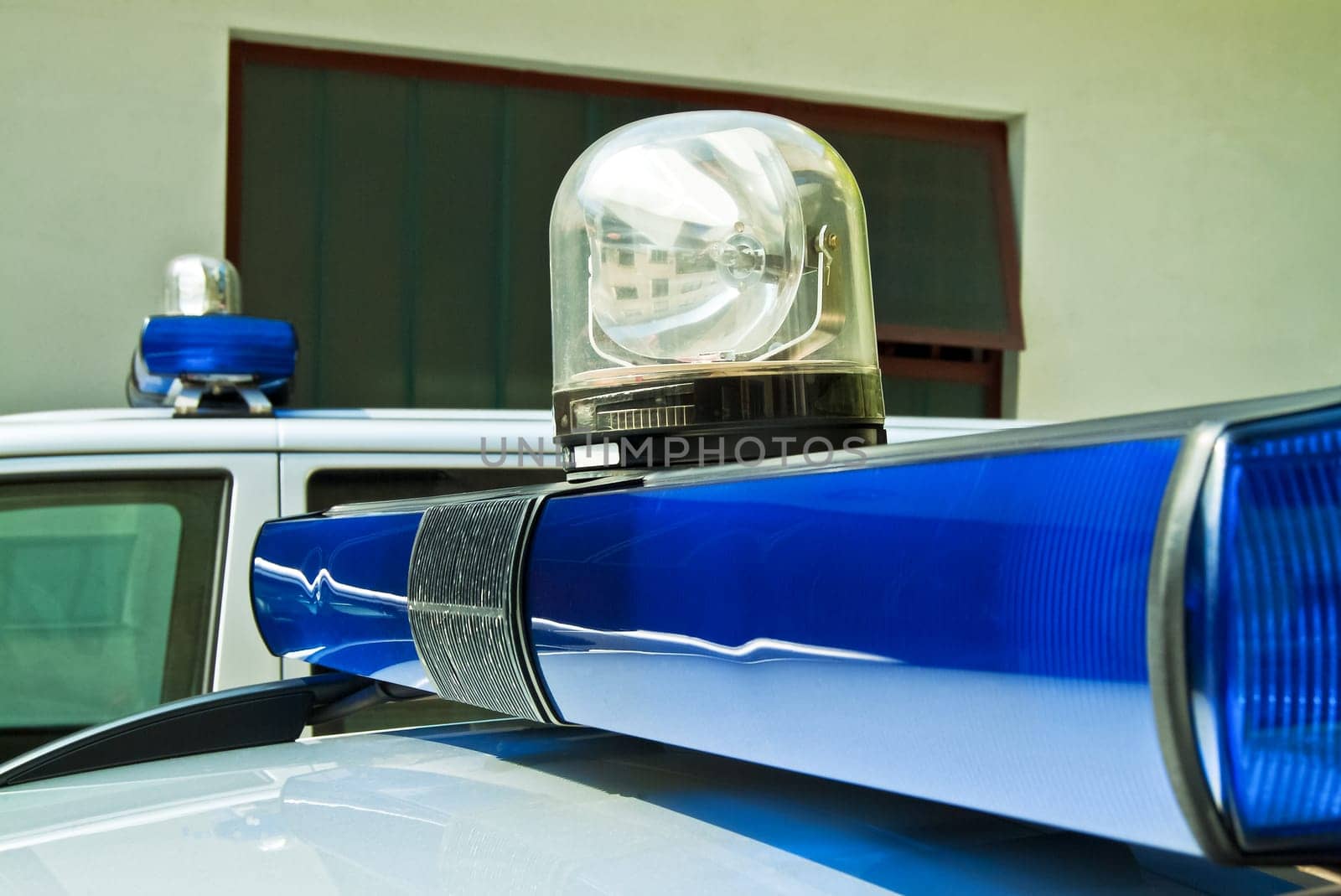 Blue light of a police vehicle