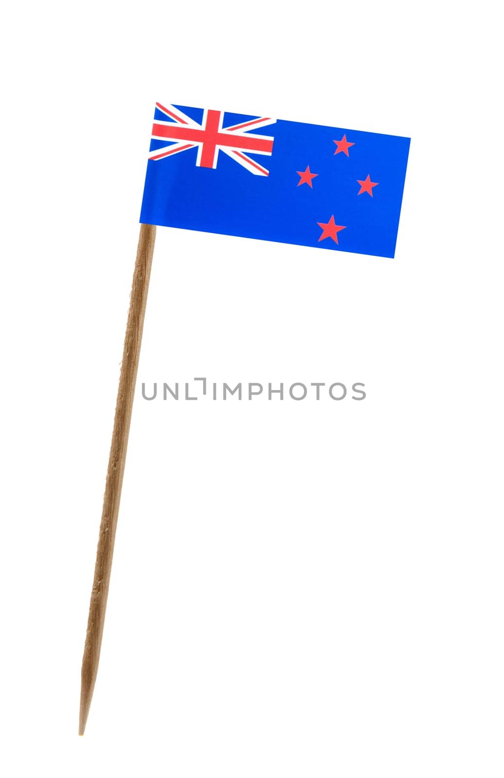 Tooth pick wit a small paper flag of New Zealand