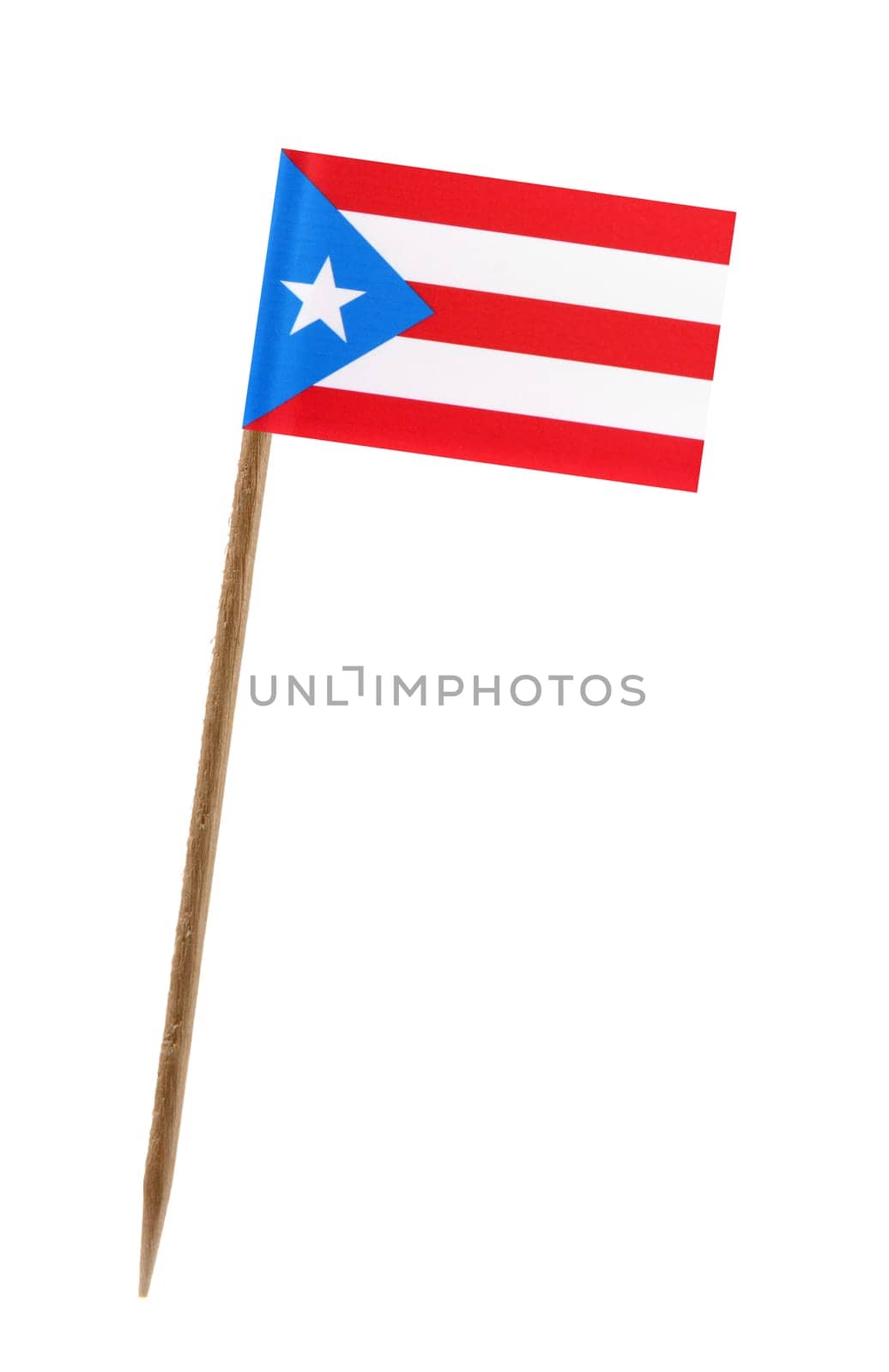 Tooth pick wit a small paper flag of Puerto Rico