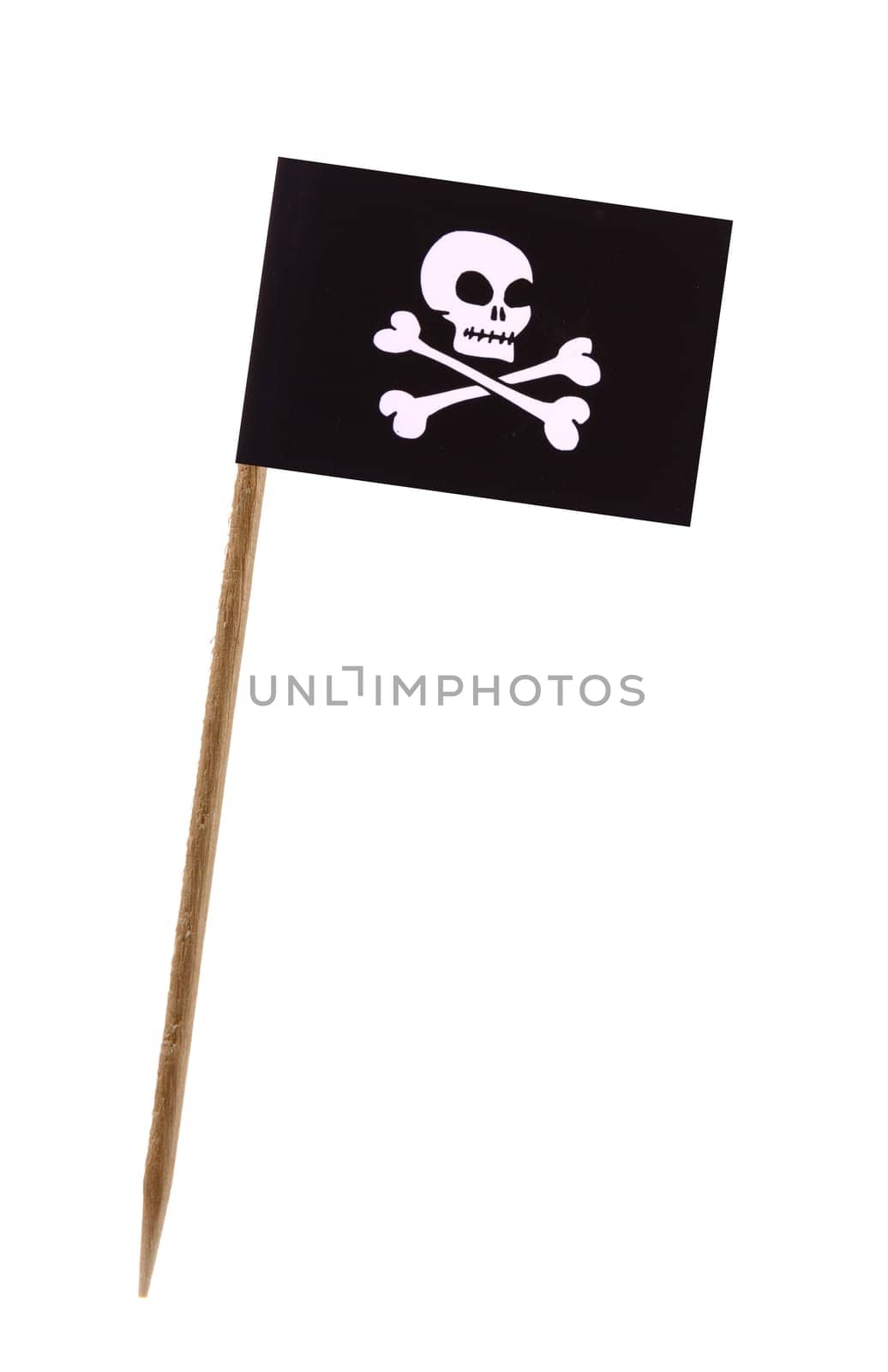 Tooth pick wit a small paper pirate flag