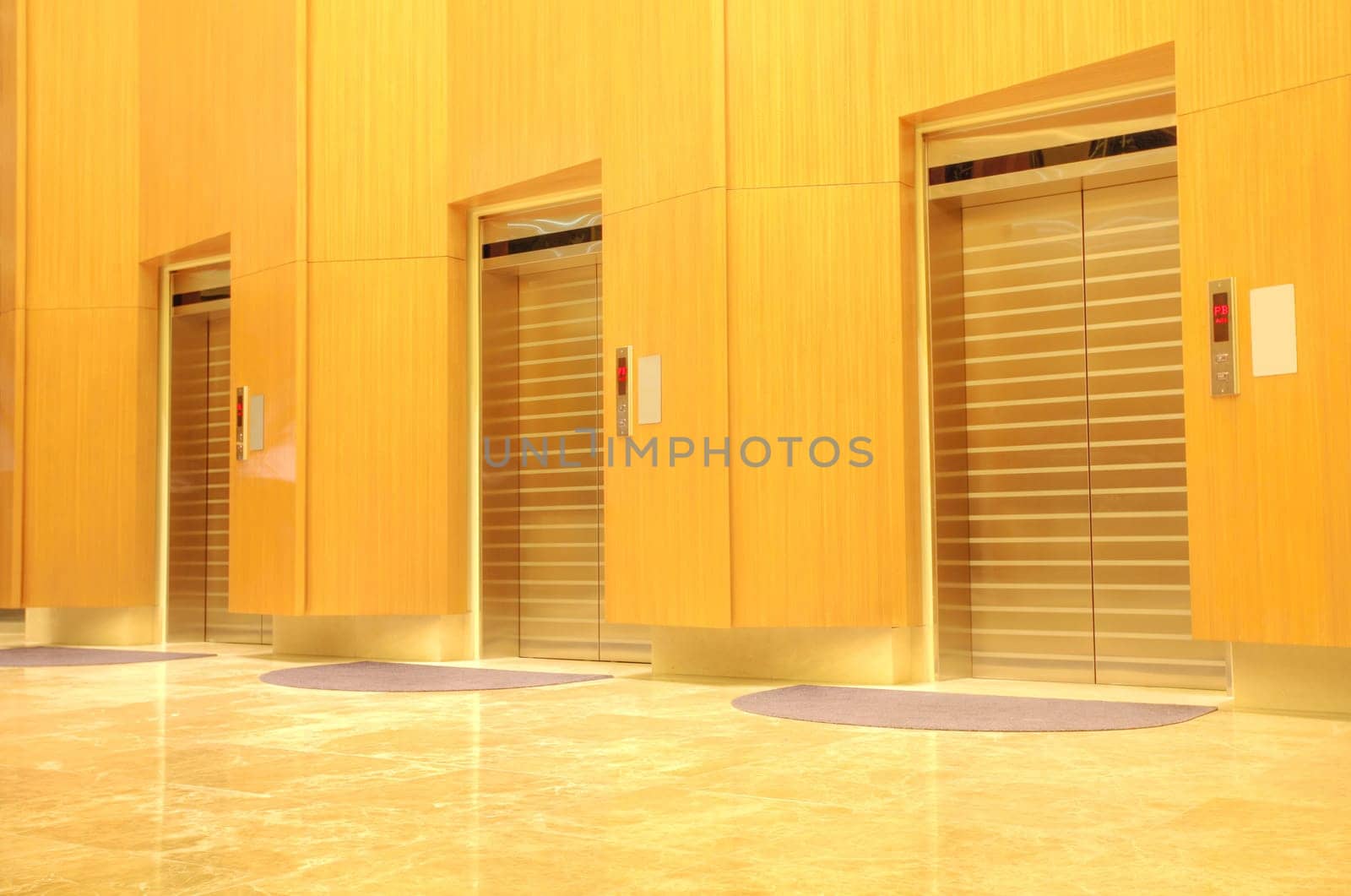 Three elevator doors in new office building