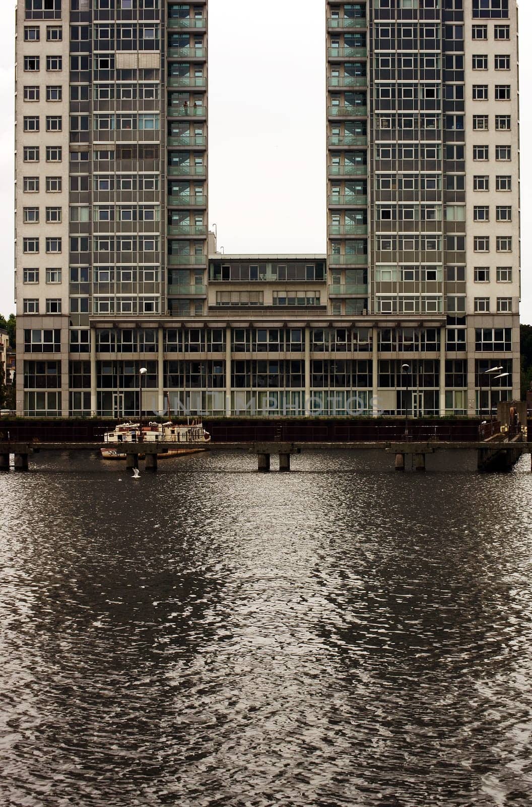 Modern architecture on the banks of the Spree in Berlin.