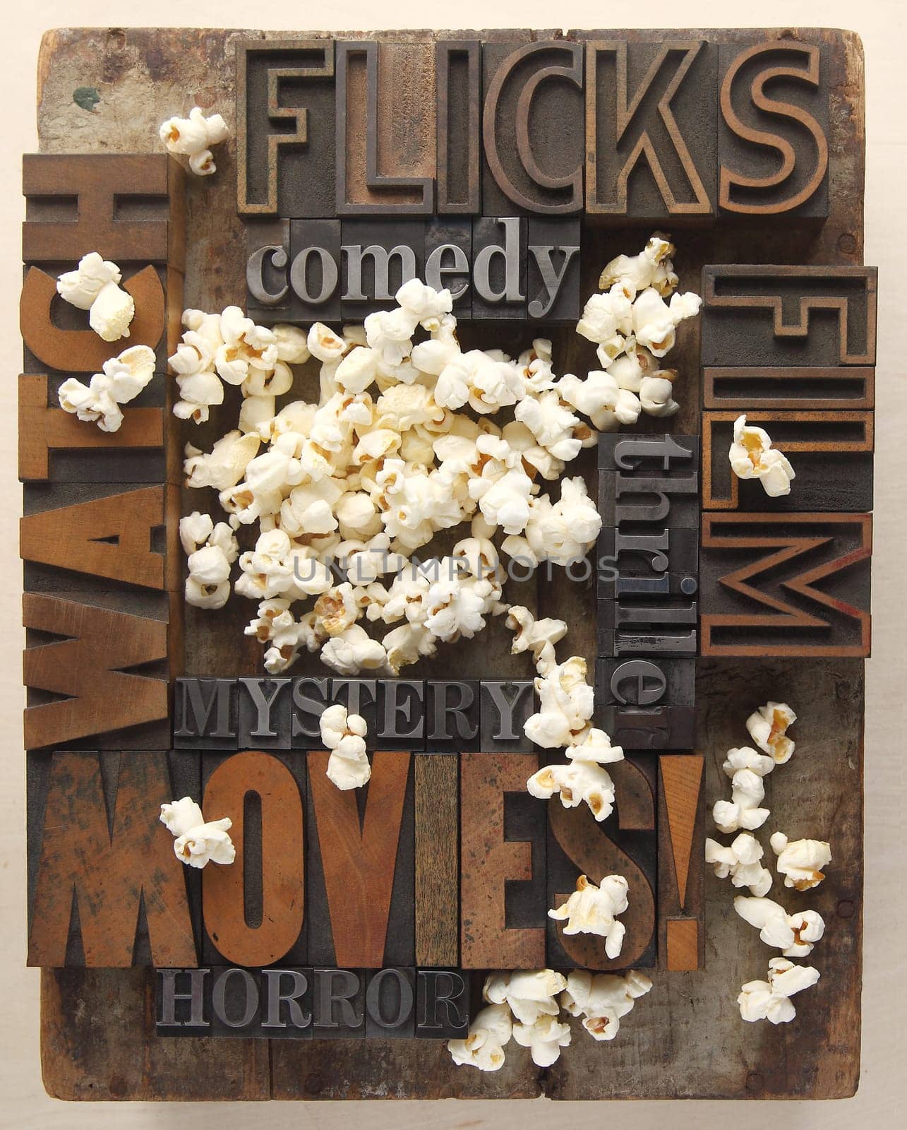 words related to movies with popcorn