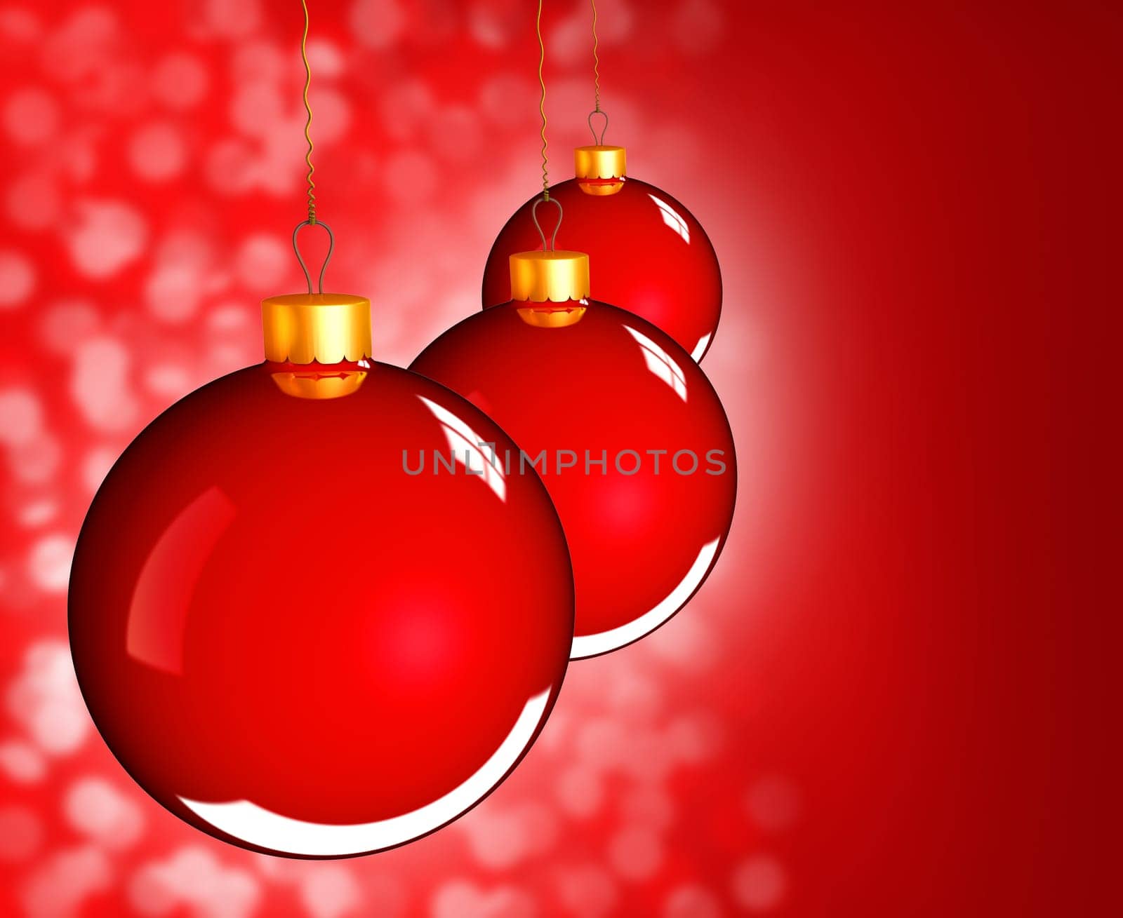 Christmas baubles balls in golden red as holidays background