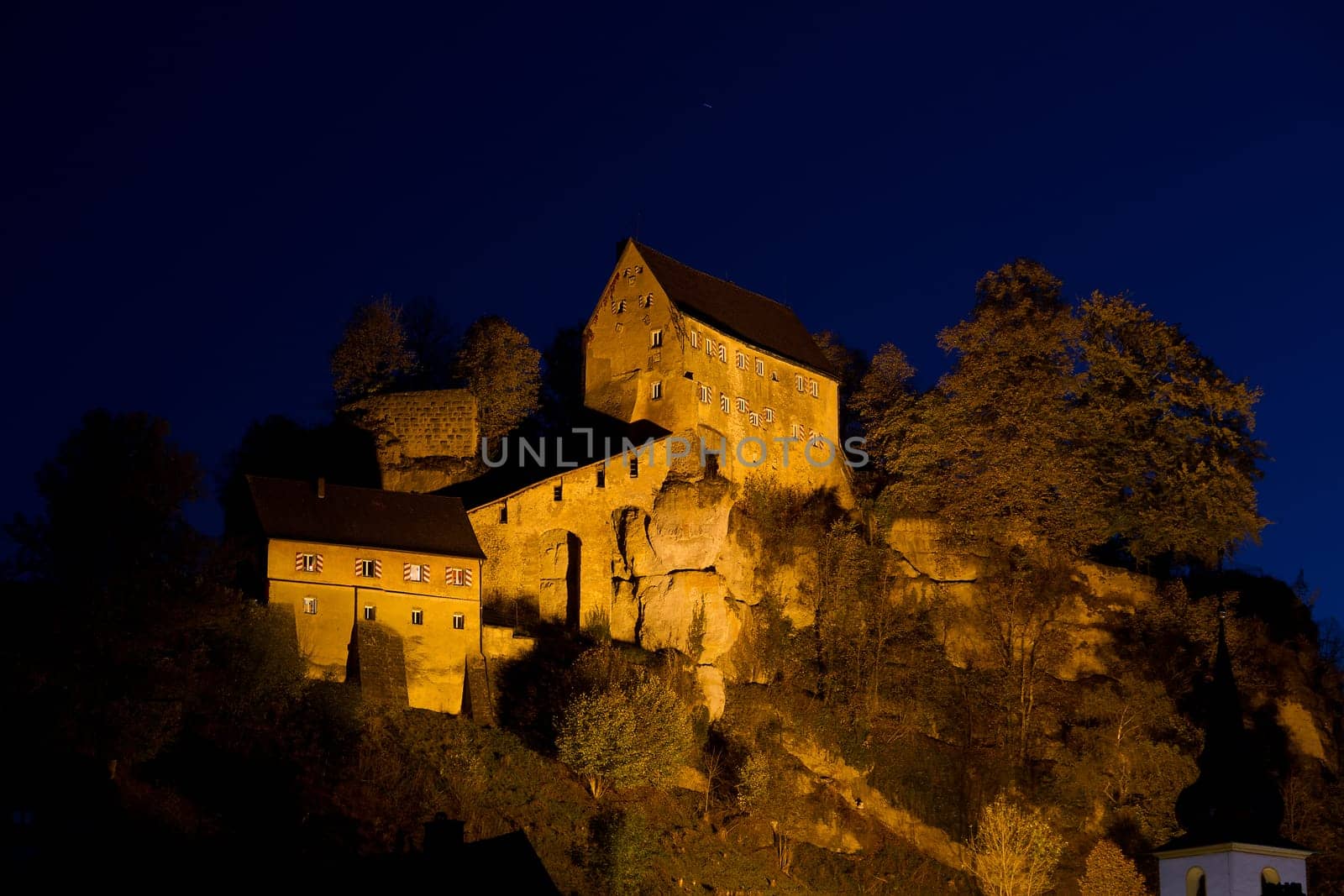 Pottenstein Castle at the blue hour