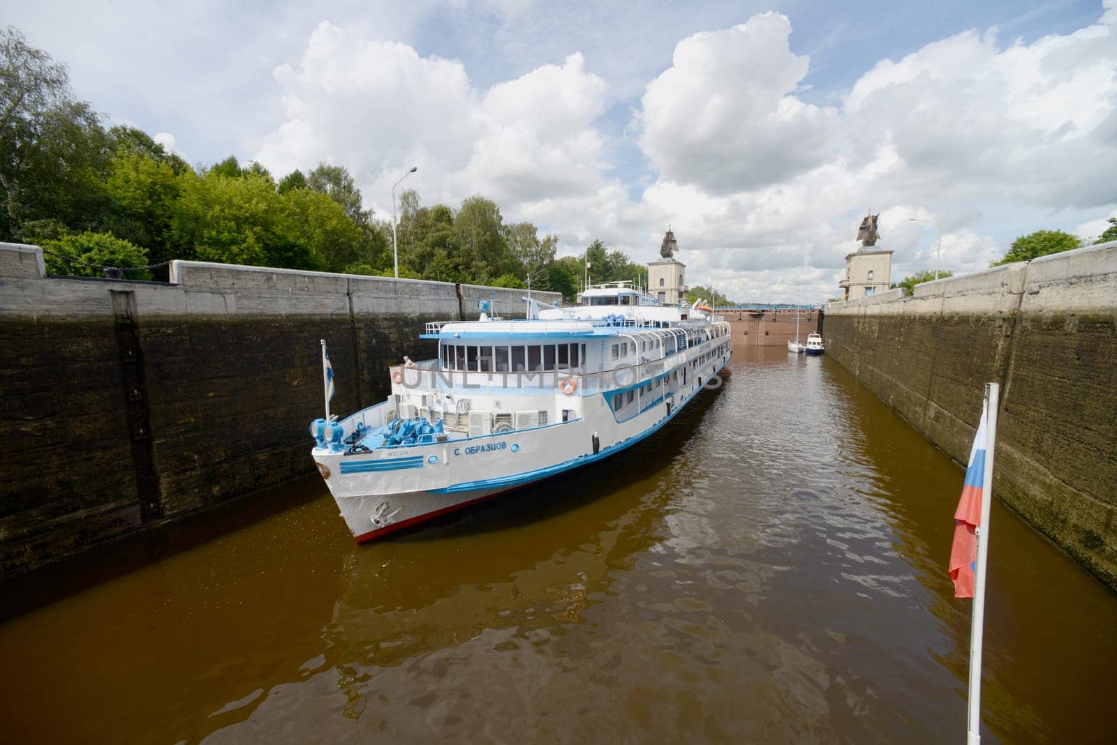 Cruise ship on the Moscow canal. Taken on July 2012 Russia