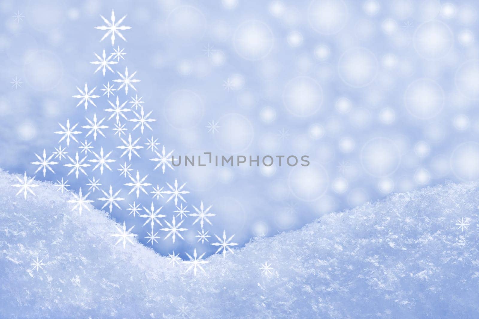 Detail of snowdrift and Christmas tree