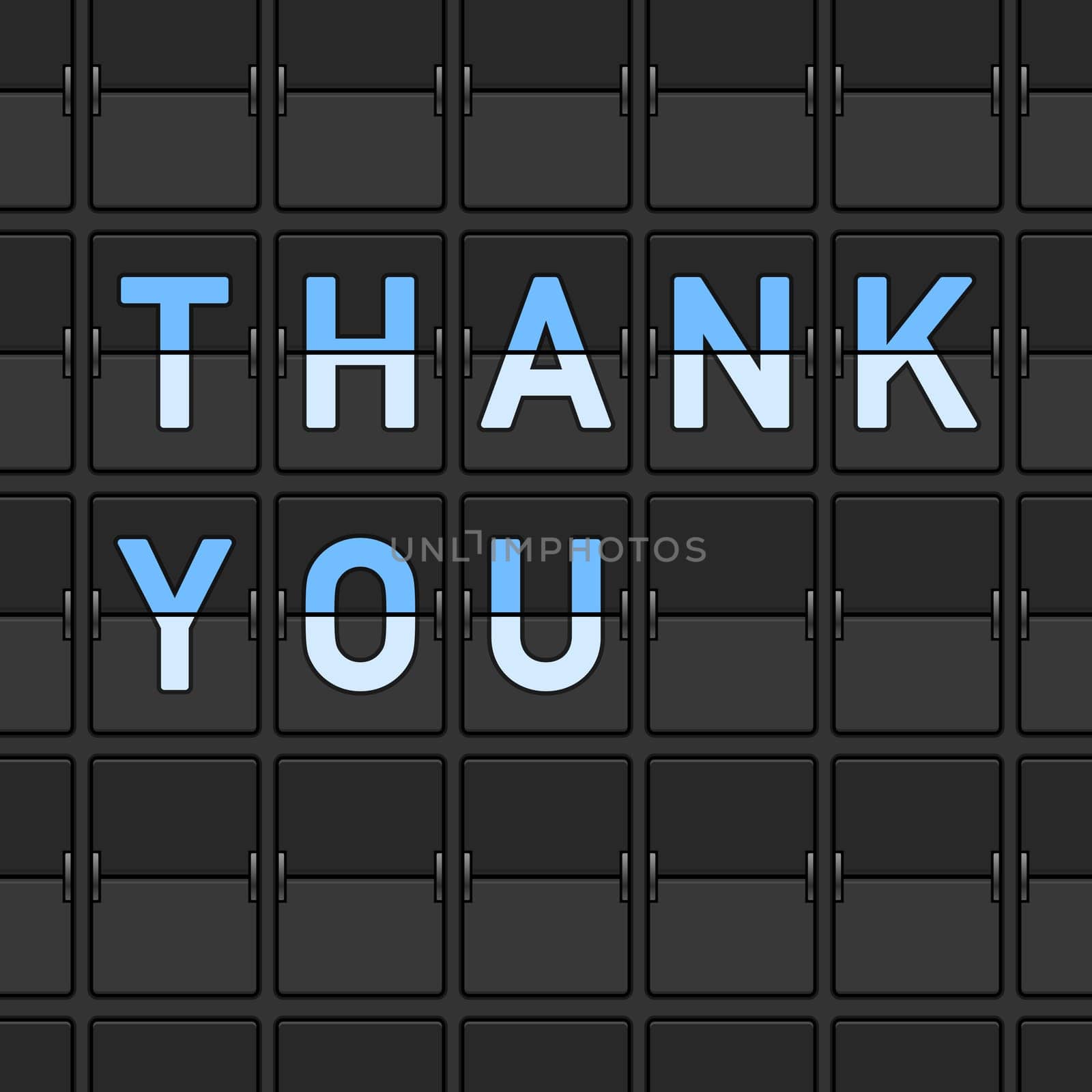 Illustration of thank you message on airport flip board