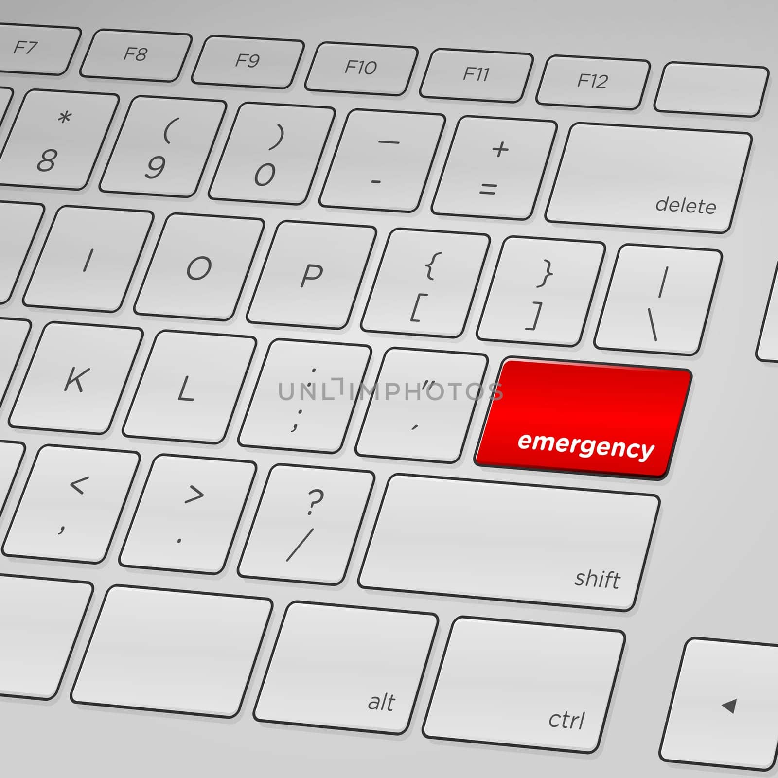 Modern laptop keyboard with red assistance button