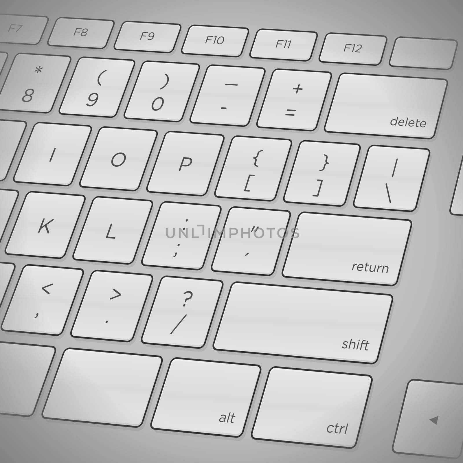 Macro detail of computer keyboard with several keys