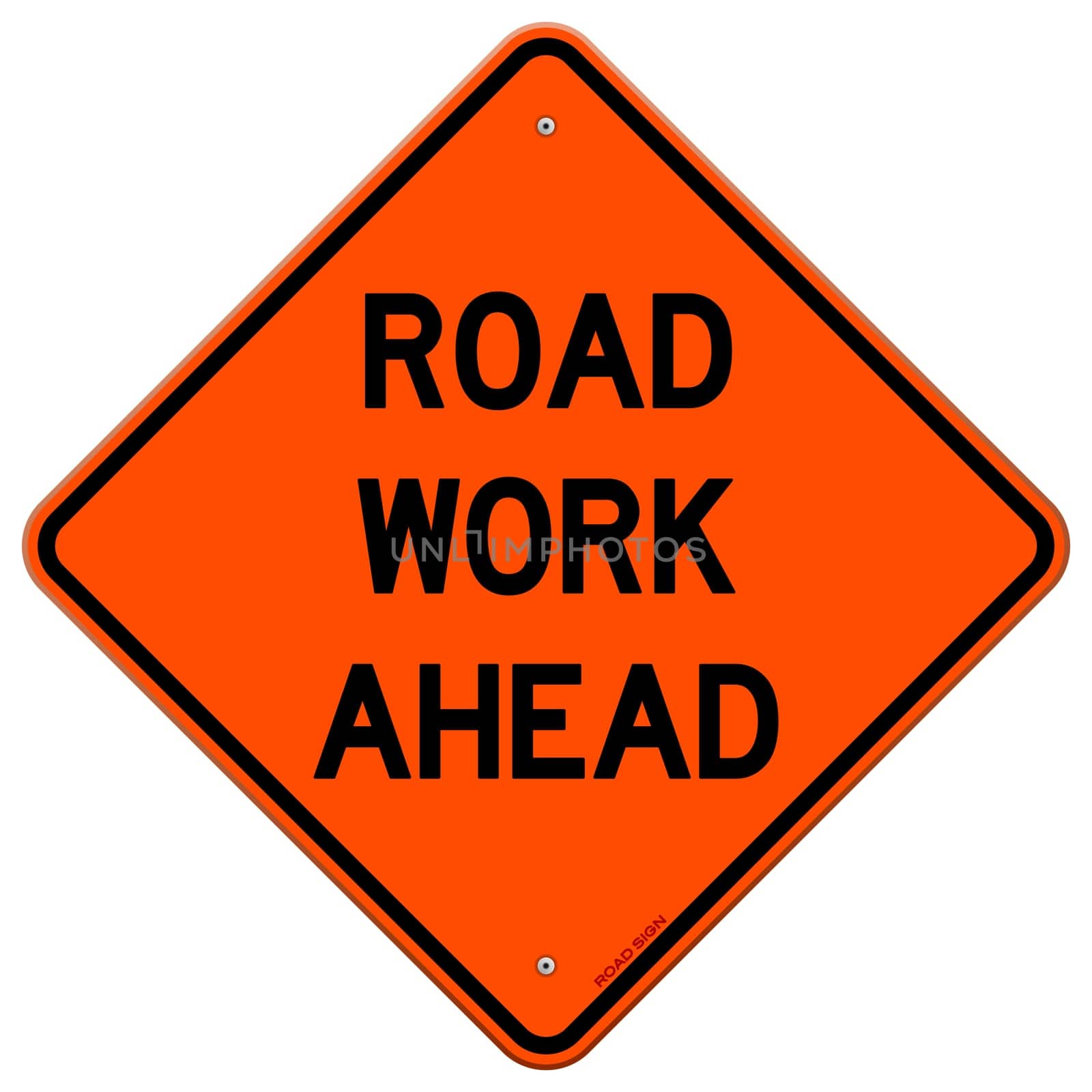 American road sign isolated on white background