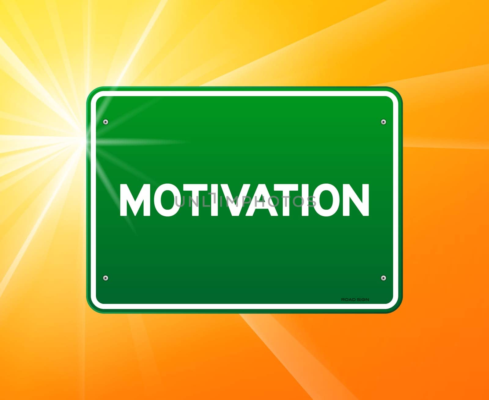 Motivation copy on green sign and sunny background