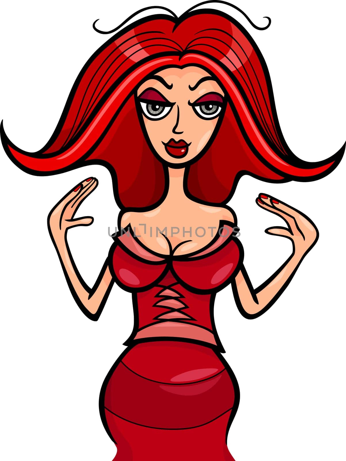 Illustration of Beautiful Woman Cartoon Character or Cancer Horoscope Zodiac Sign