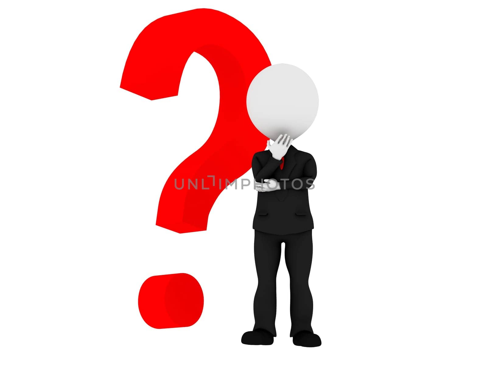 3d human with a red question mark