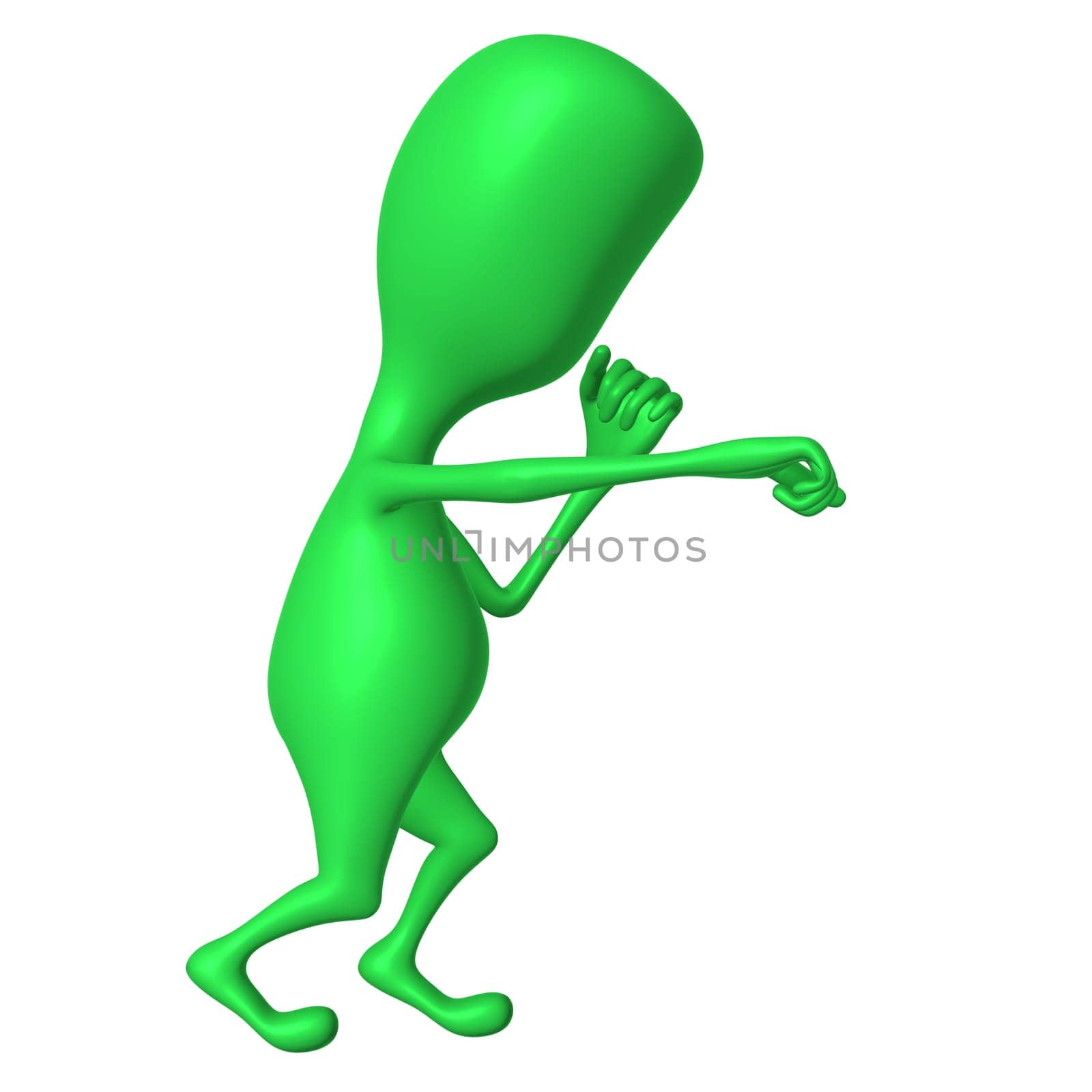 Side view green puppy training fist fighting alone