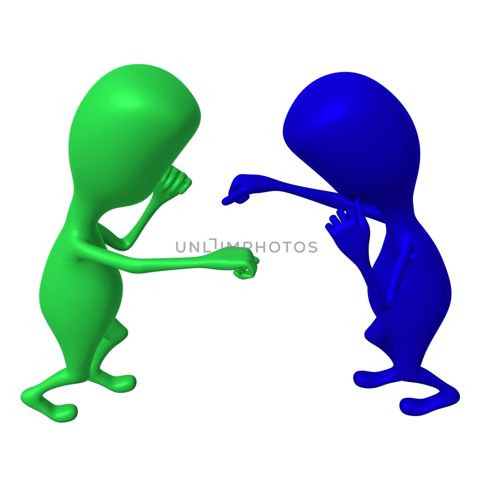 Over view two different puppies training fist fighting