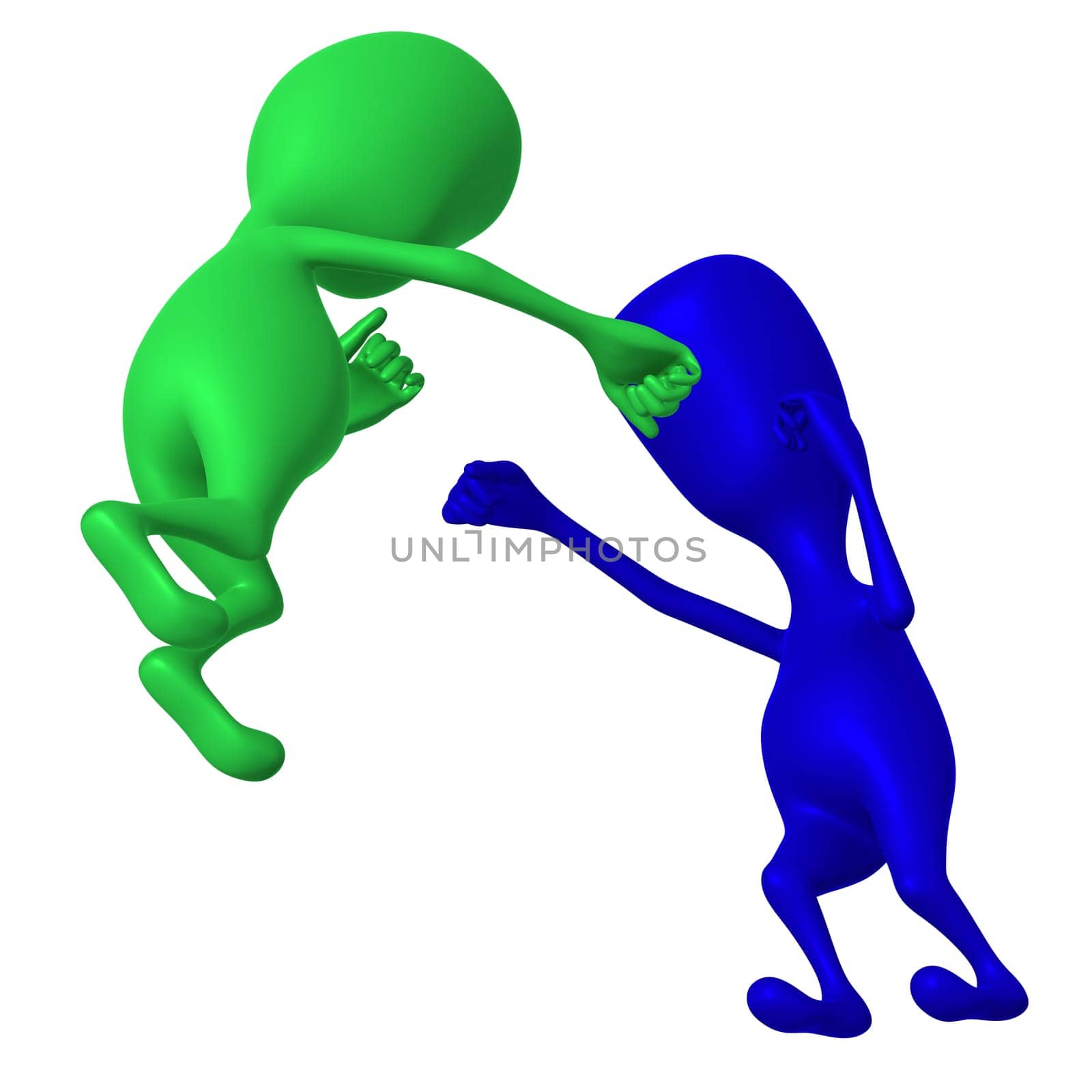 Under view two different puppies training fist fighting