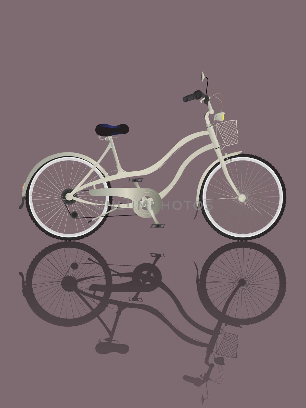 Illustrated retro bicycle and reflection.