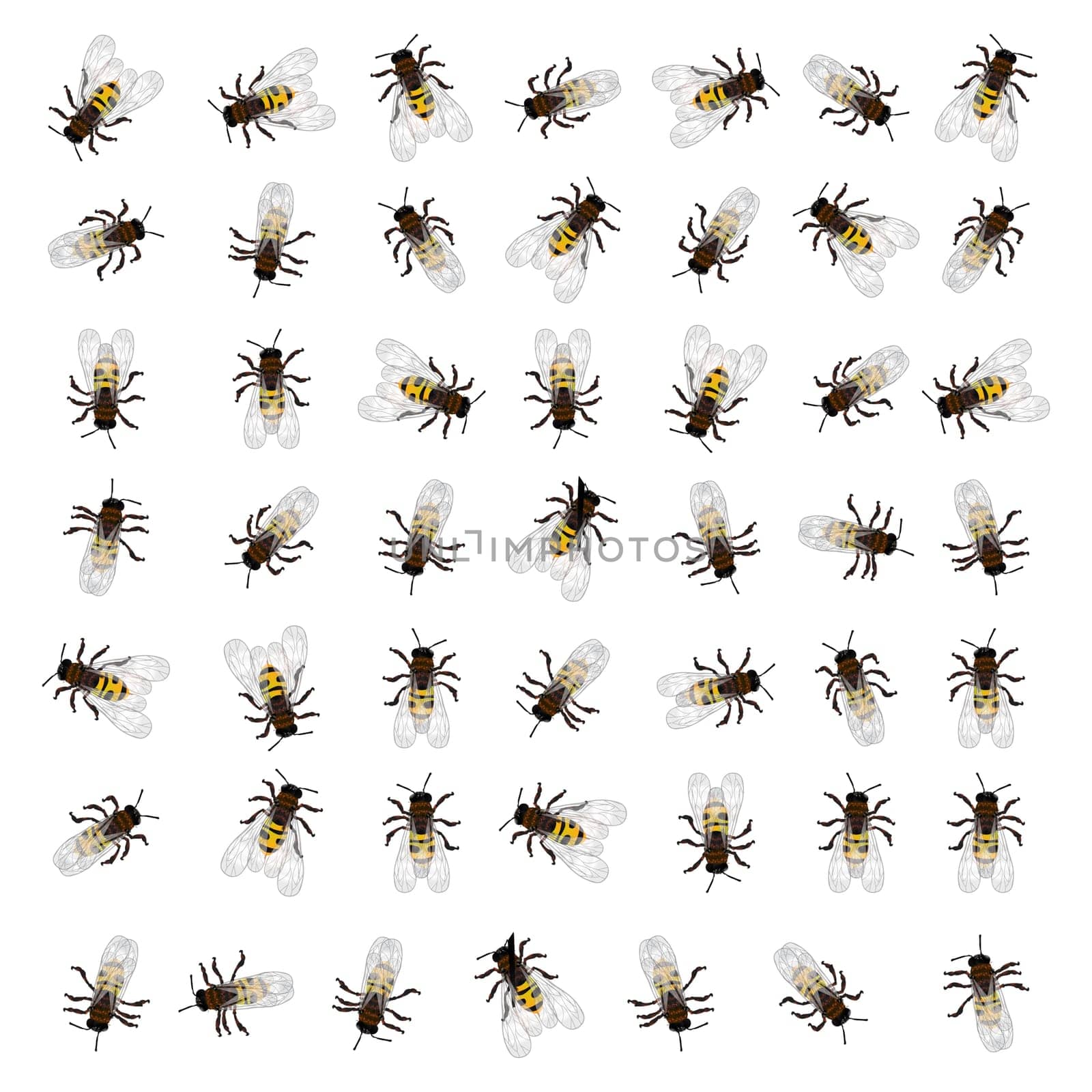 A seamless repeating pattern design with working bees.