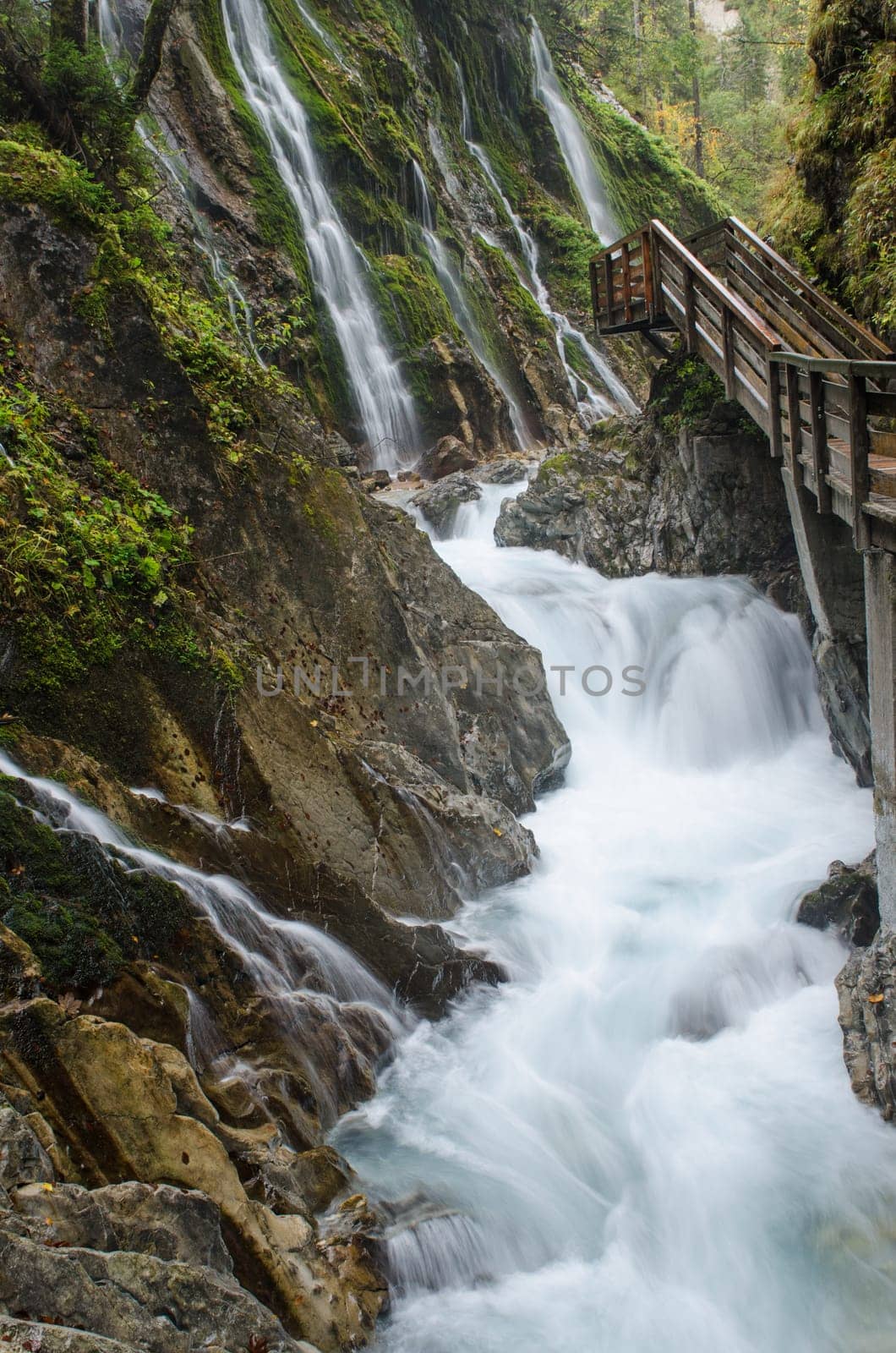 Gorge of the Wimbachklamm with waterfall