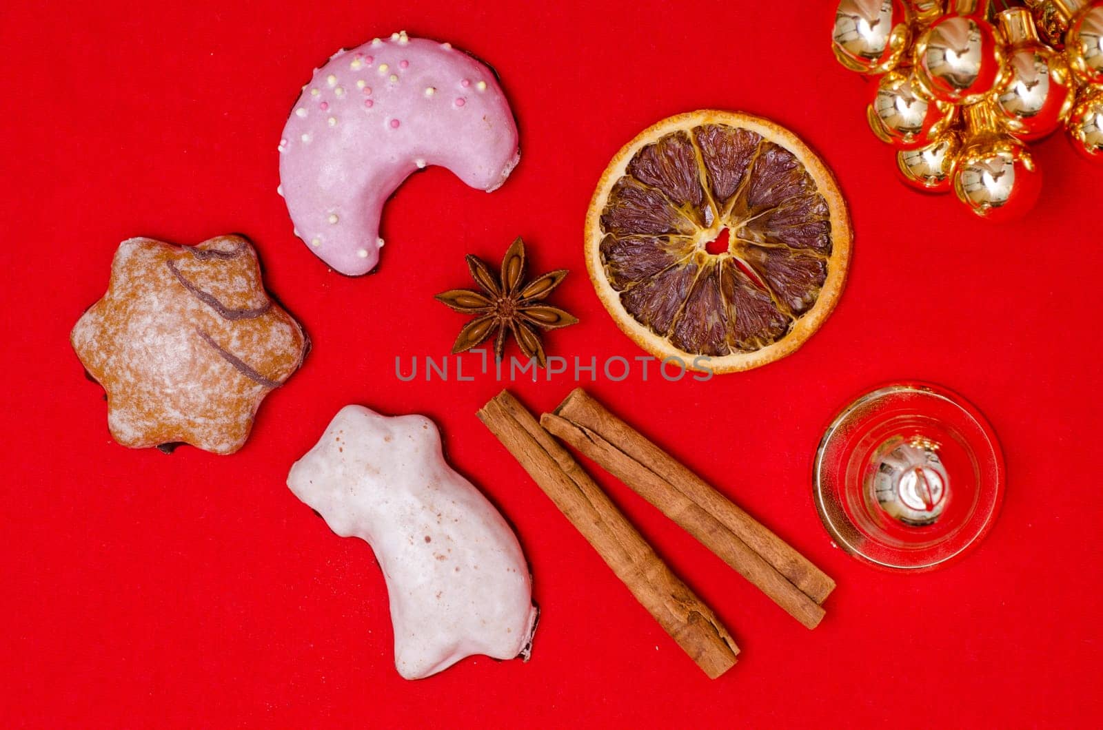Gingerbread and cinnamon stick,star anise and dried orange slice