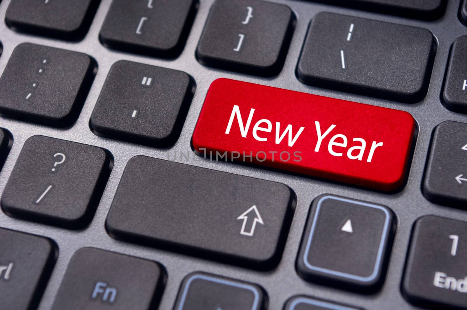 Photo of close up on keyboard pad, for new year greetings and concepts.