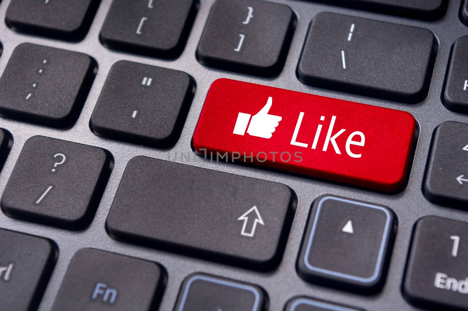 A like message on enter keyboard for social media concepts.
