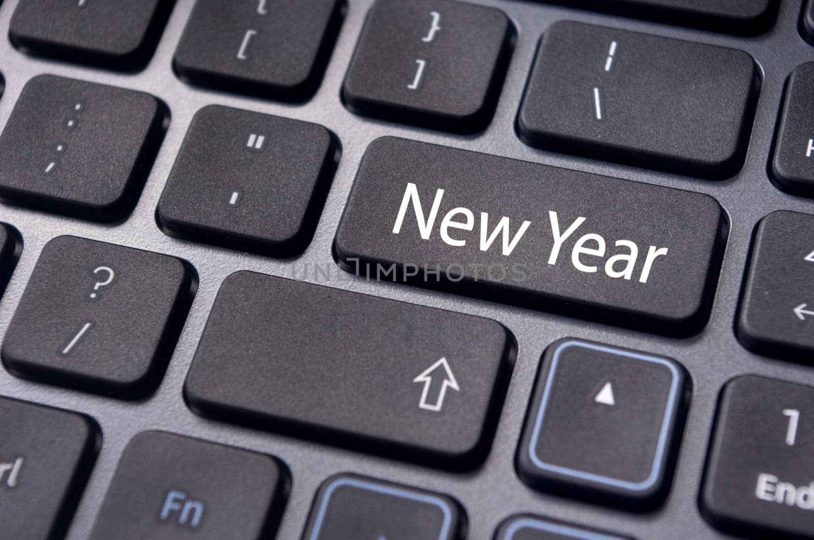 Photo of close up on keyboard pad, for new year greetings and concepts.