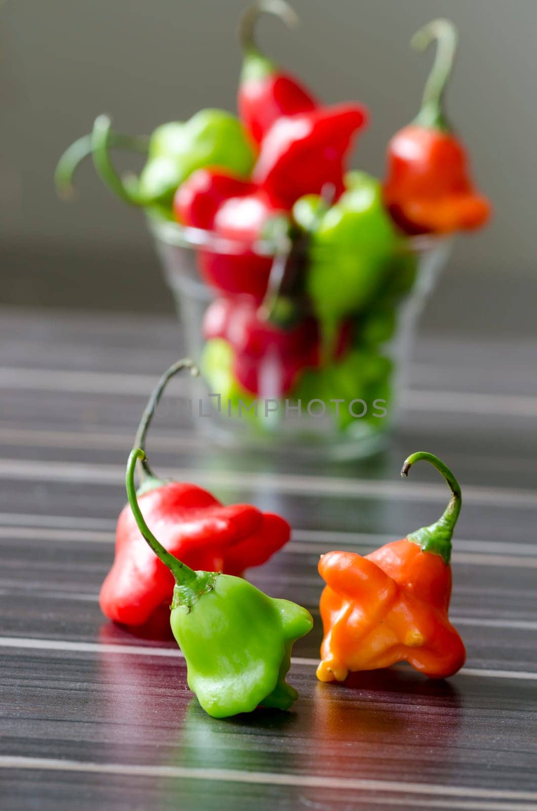 Chili peppers on the table