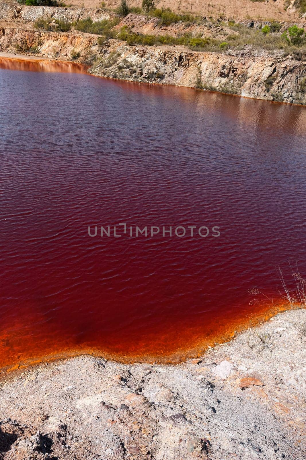 Polluted water pond in the abandoned mine of Lousal, Grandola, Portugal
