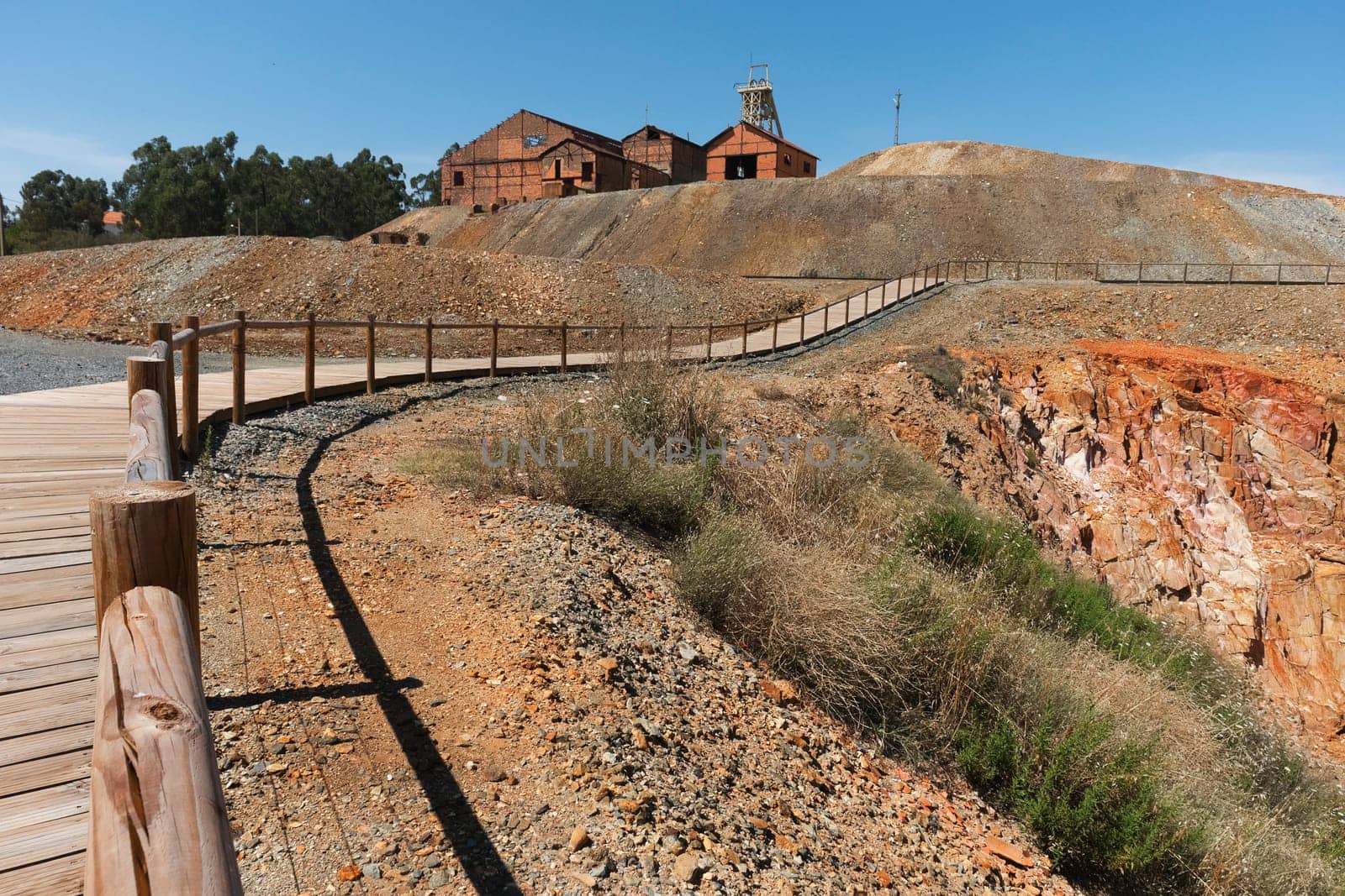 Boardwalk track in the abandoned mine of Lousal, Grandola, Portugal