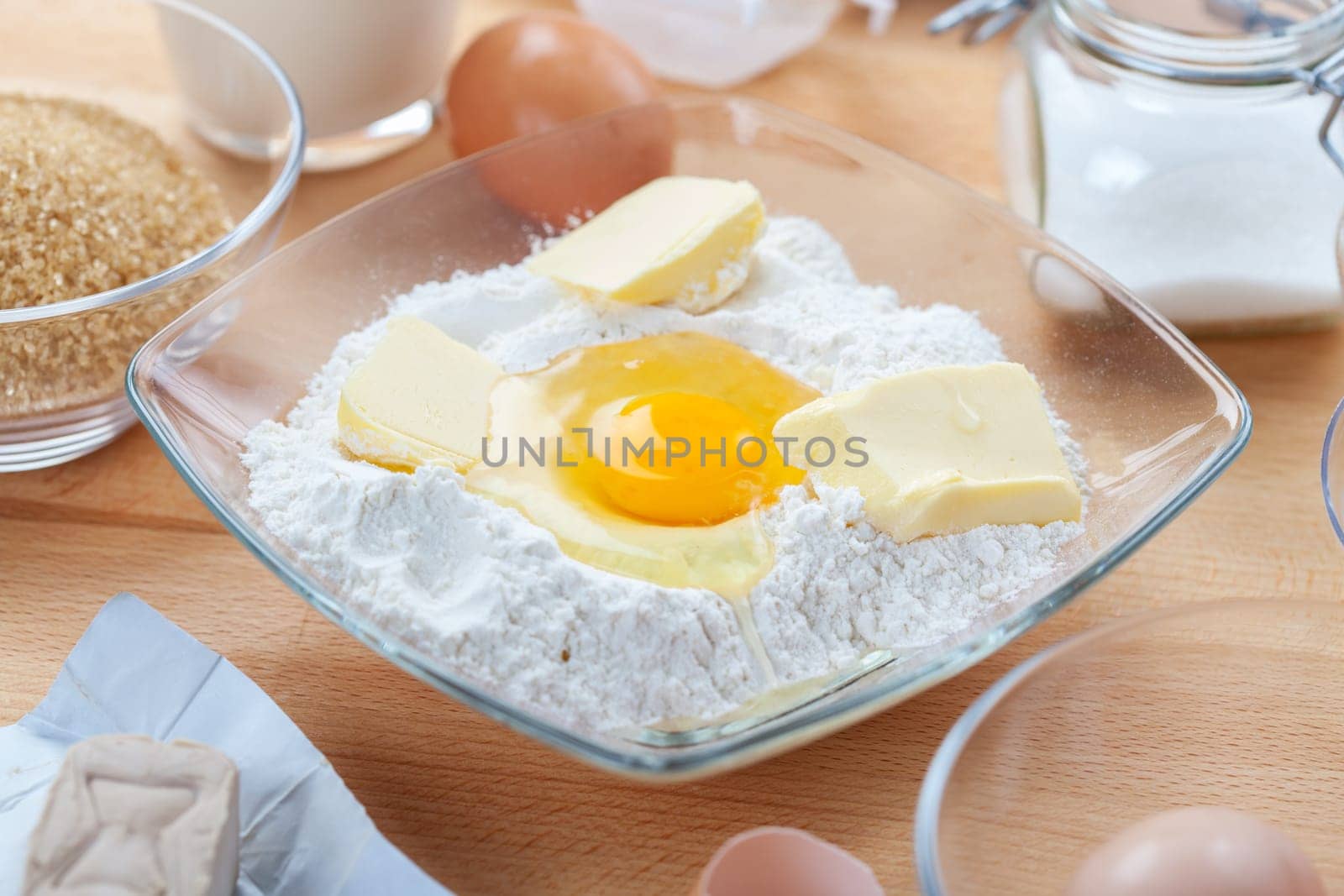Ingredients for making dough for cake and cookies