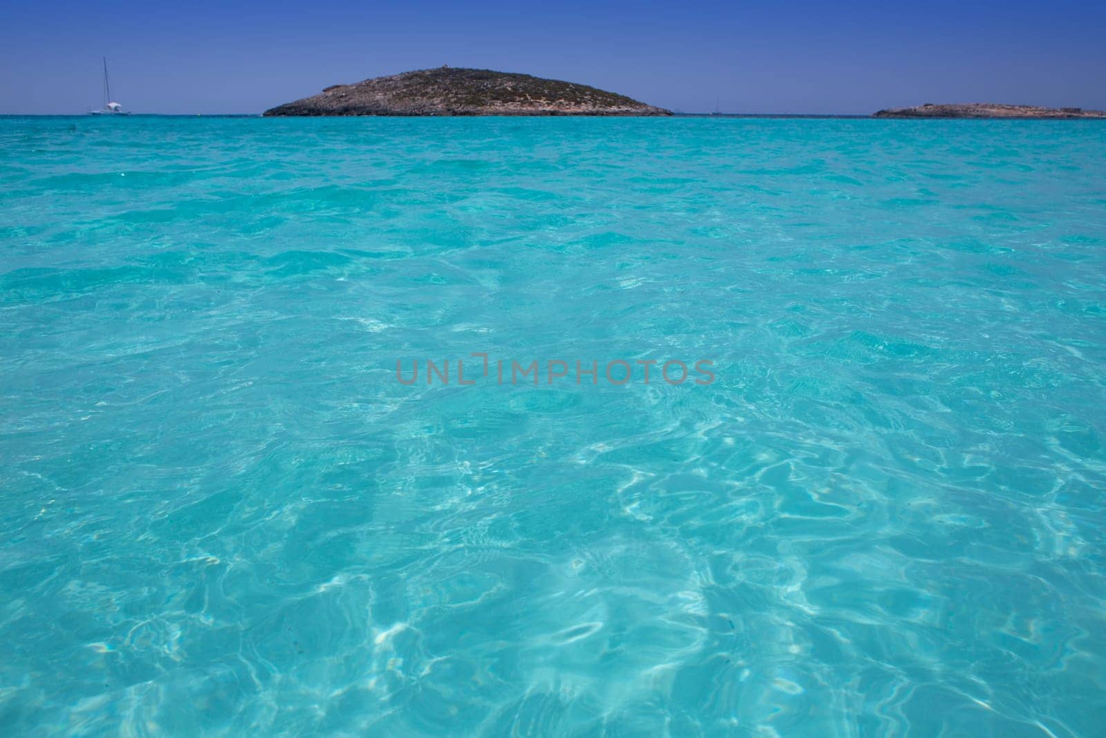 beach Illetas Illetes in Formentera near Ibiza with aqua water