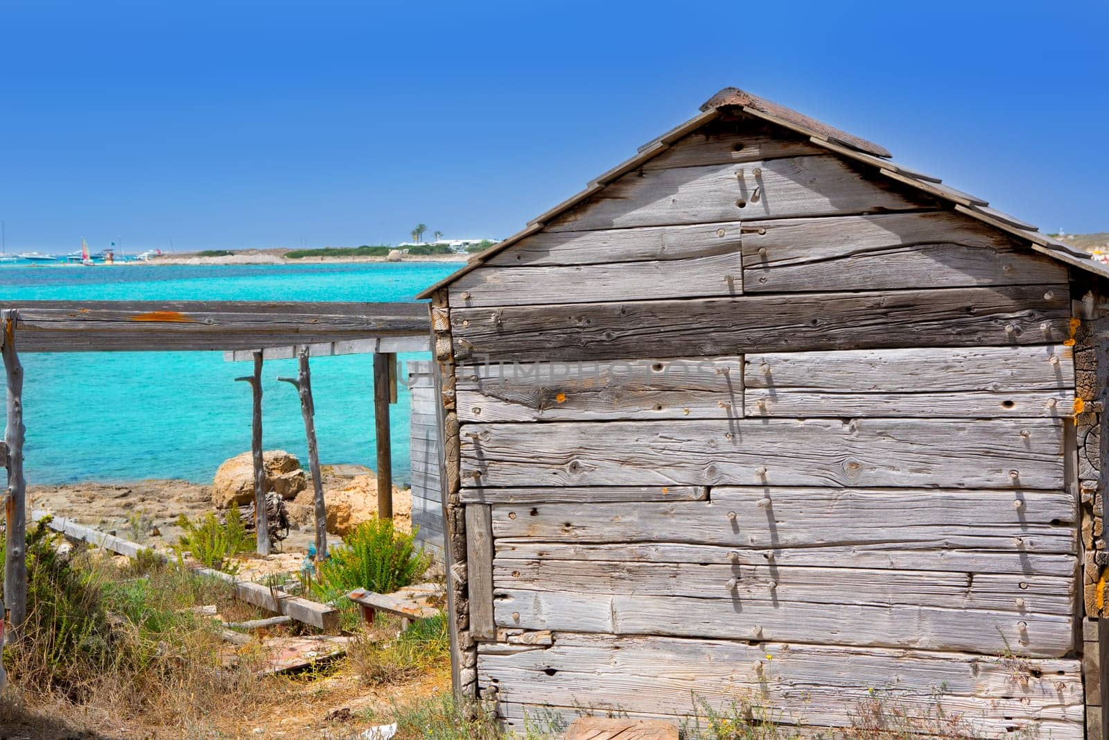 beach Illetas Illetes in Formentera near Ibiza with aqua water