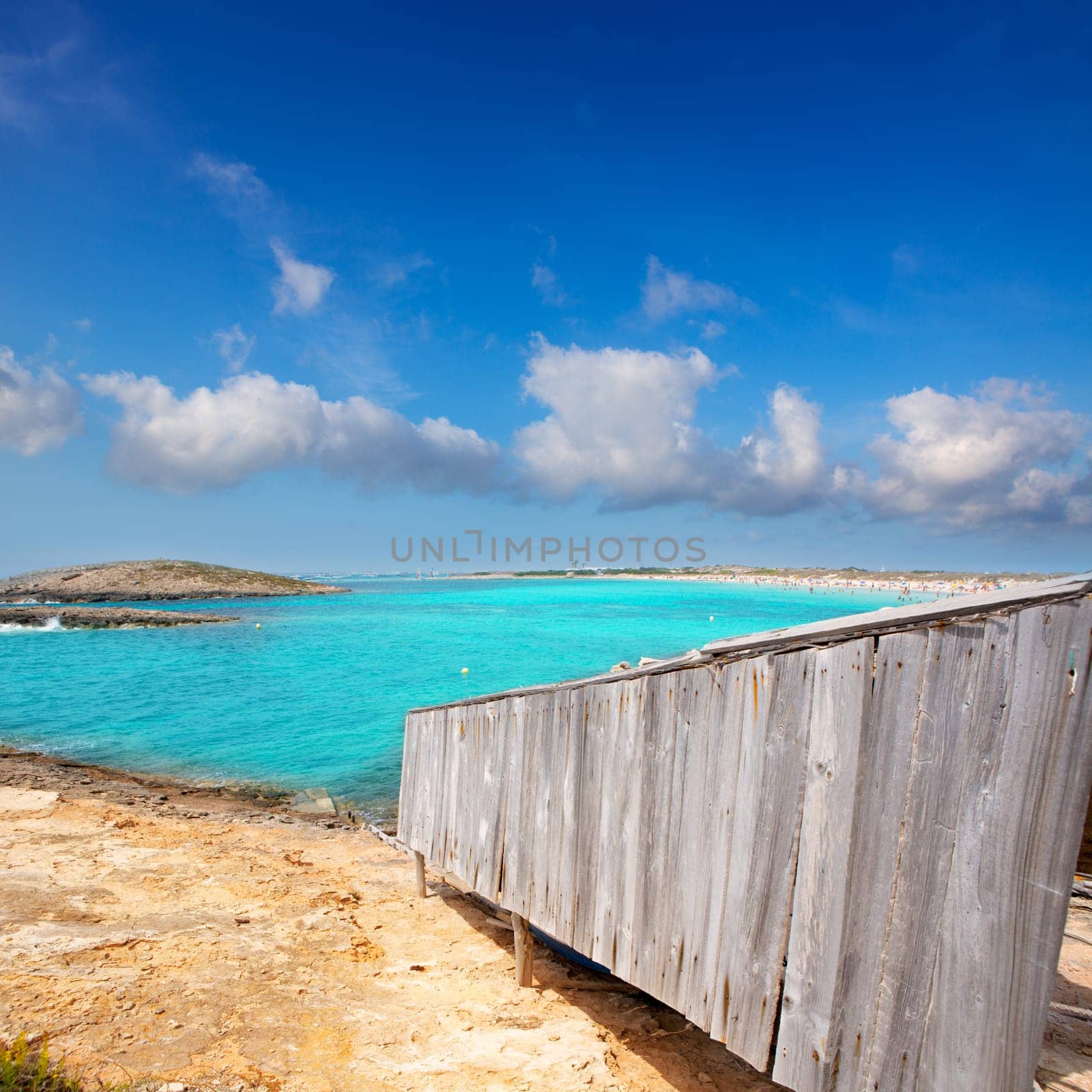 beach Illetas Illetes in Formentera near Ibiza with aqua water