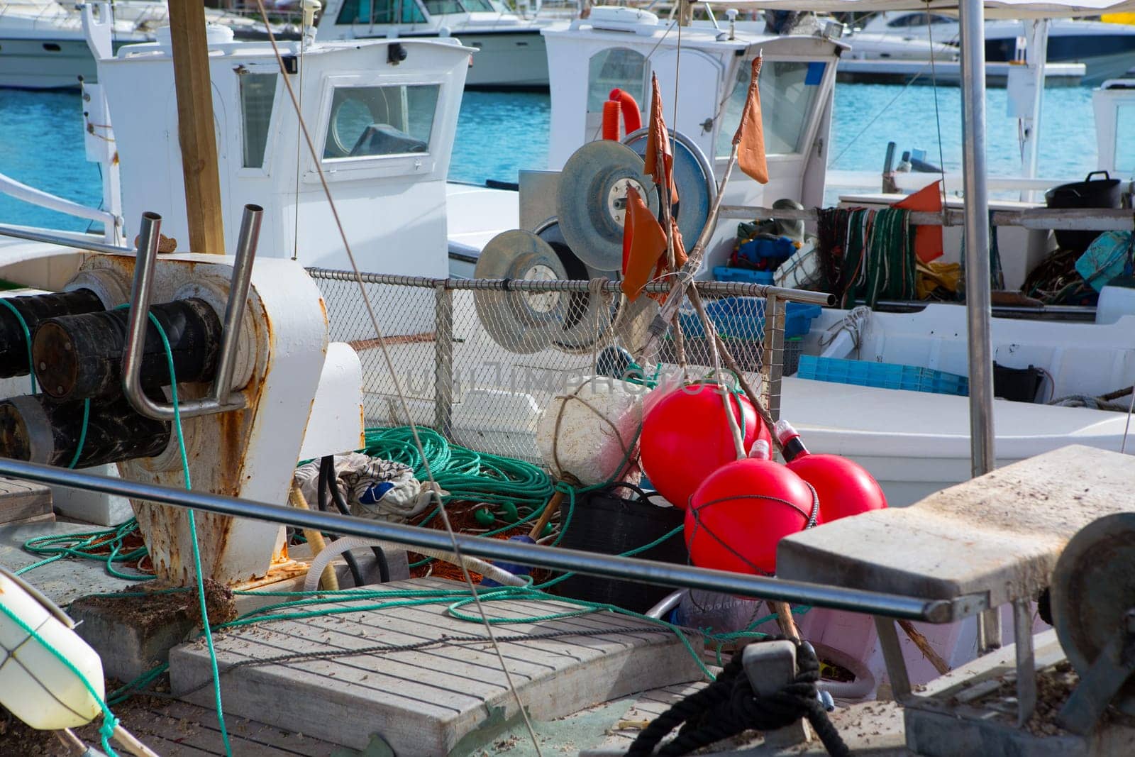 Balearic islands professional fisher boats in Formentera