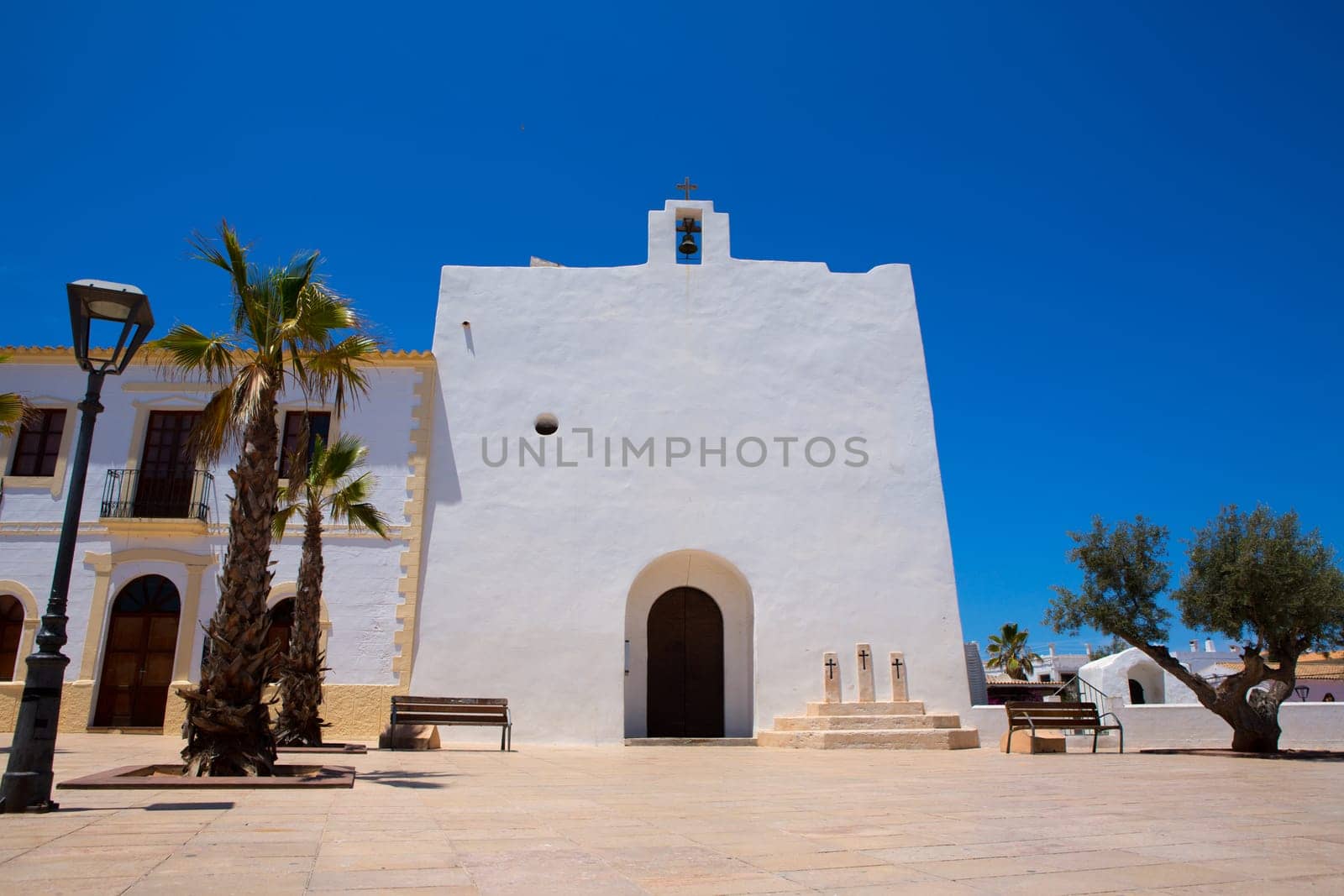 Sant Francesc Javier white church in Formentera at Balearic Islands