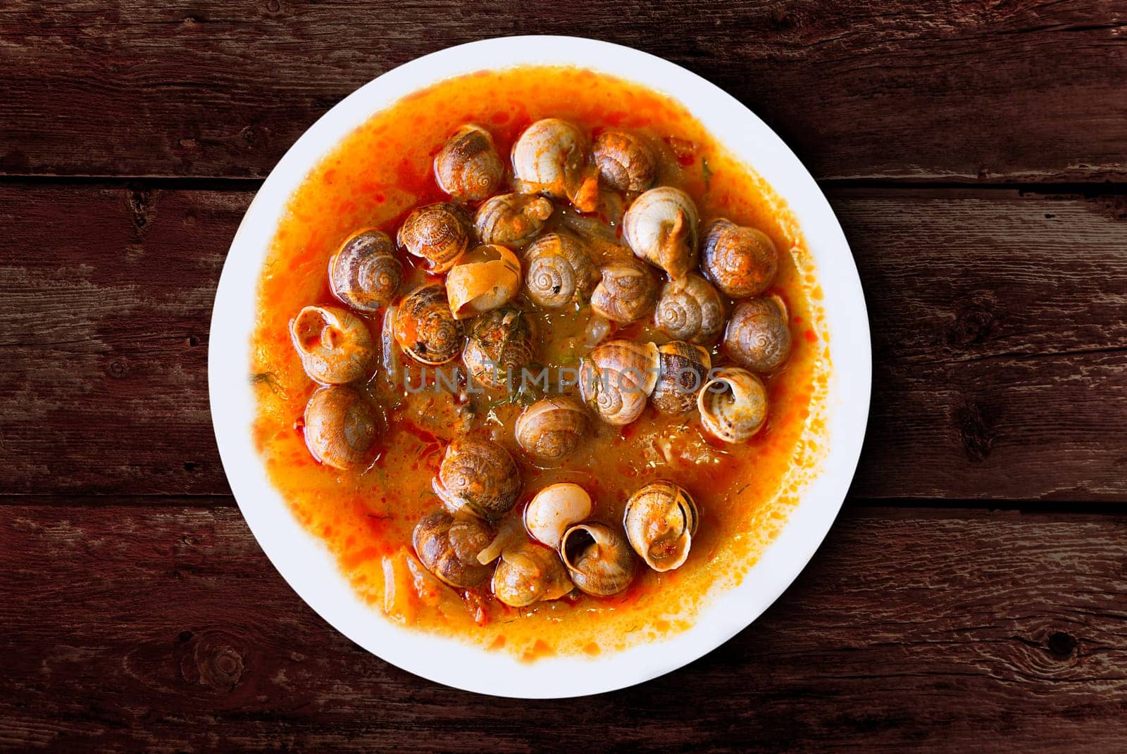 dish of snails prepared at spanish traditional mediterranean style