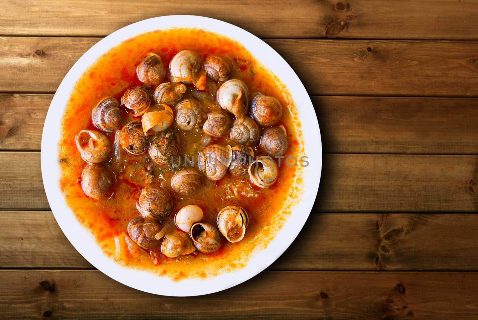 dish of snails prepared at spanish traditional mediterranean style